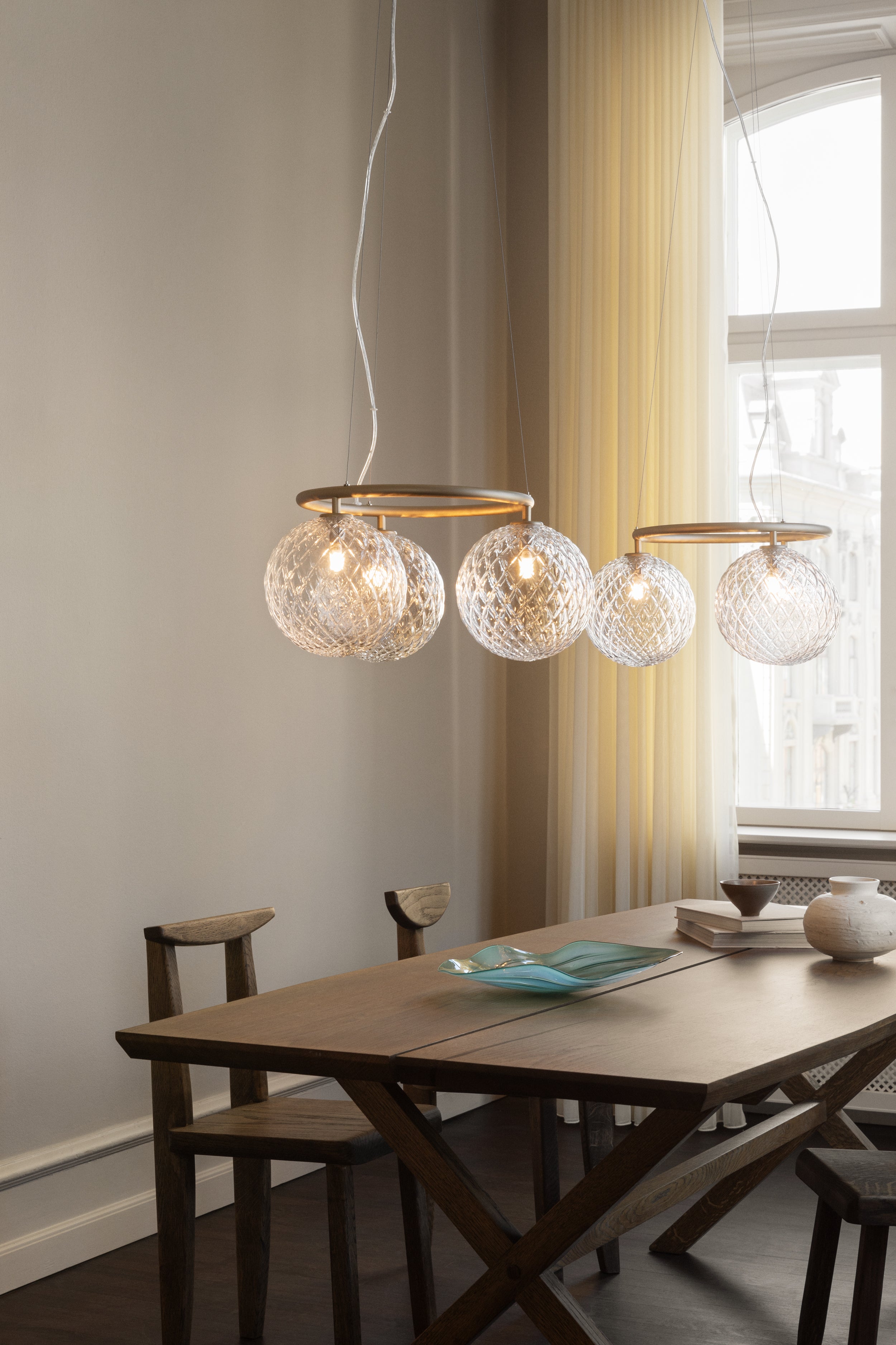 Lampa wisząca MIIRA 3 CIRCULAR mosiężny z transparentnym szkłem – Nuura