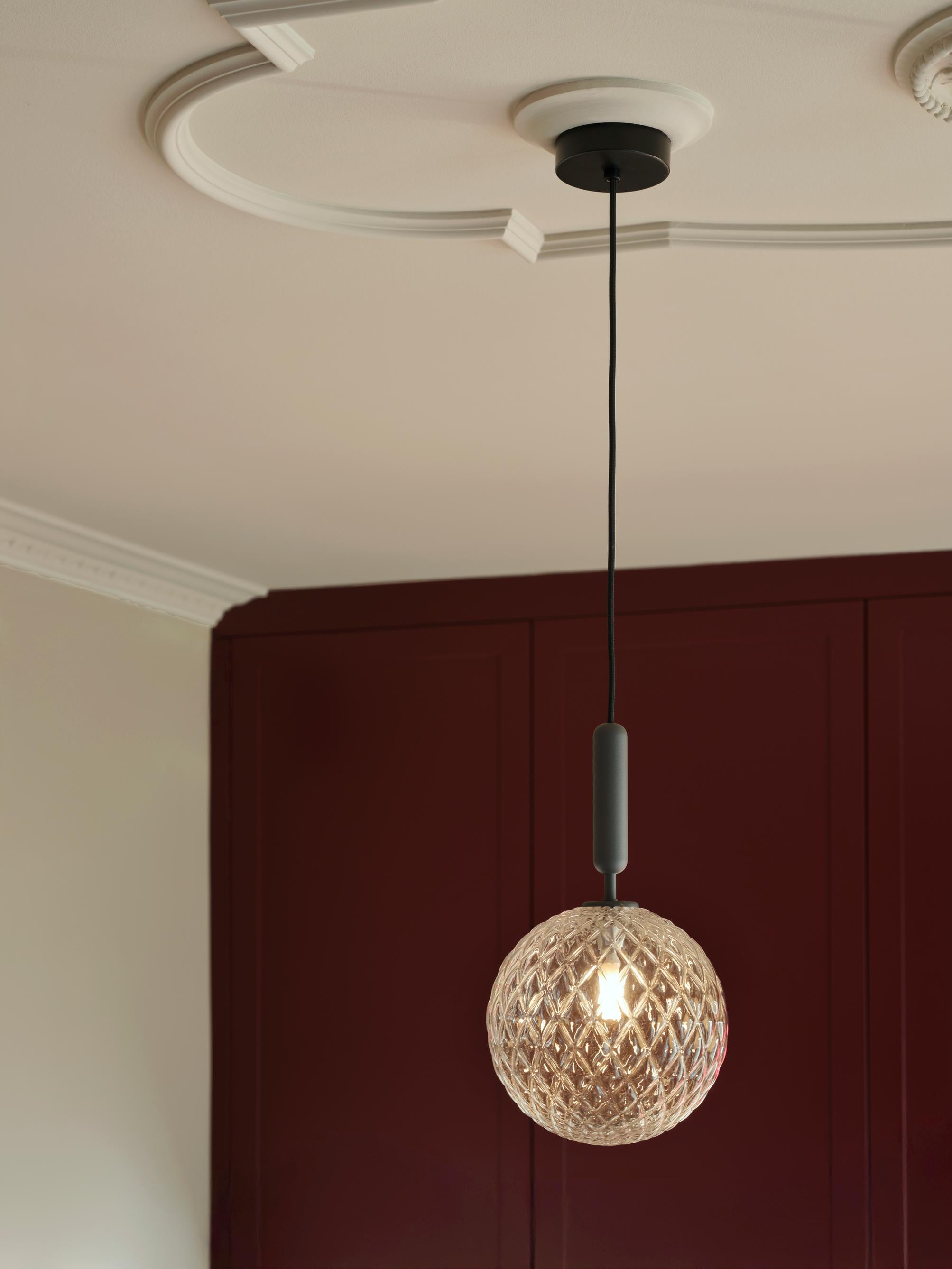 Hanglamp MIIRA grafiet met transparant glas