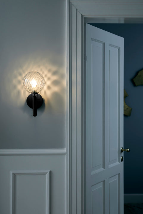 Wandlamp MIIRA grafiet met transparant glas