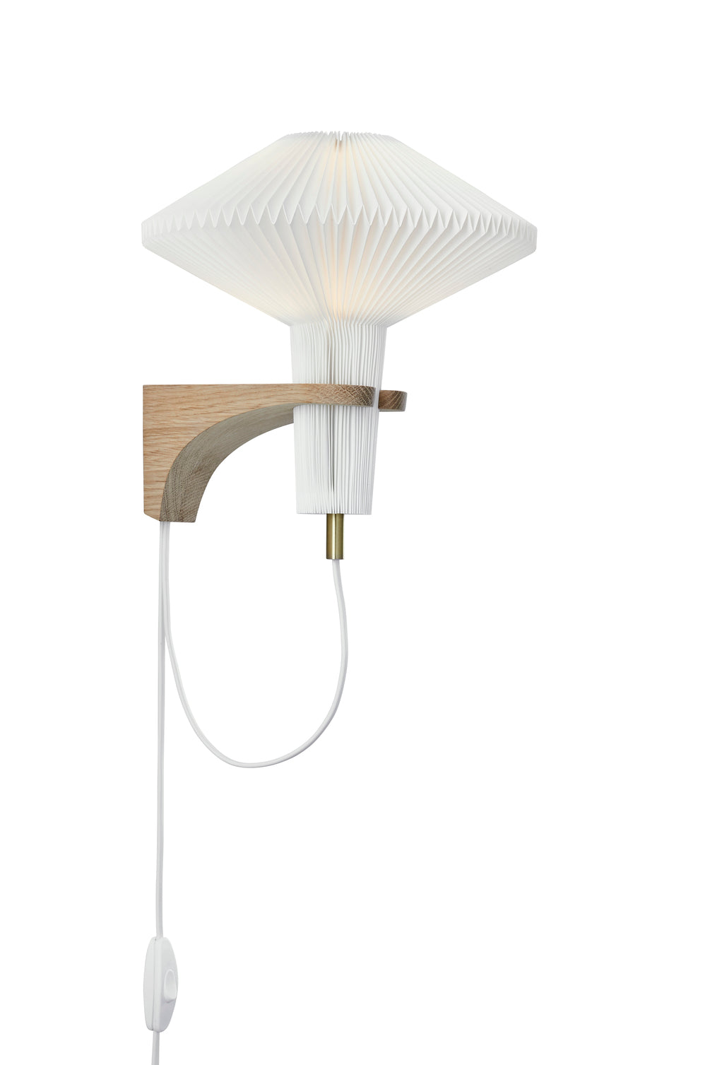 Wandlamp MODEL 204 PADDENSTOEL wit met lichte eiken basis
