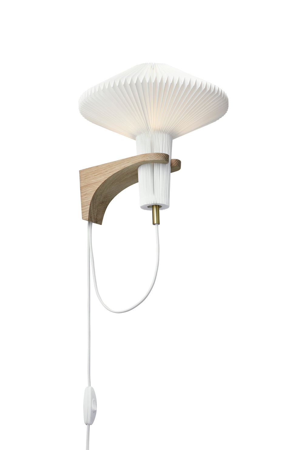 Wandlamp MODEL 204 PADDENSTOEL wit met lichte eiken basis