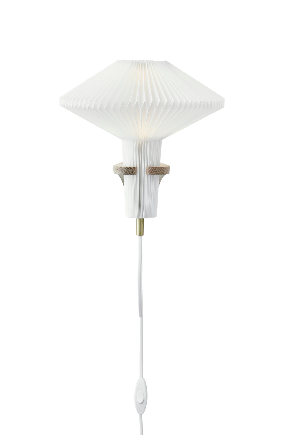 Wandlamp MODEL 204 PADDENSTOEL wit met lichte eiken basis