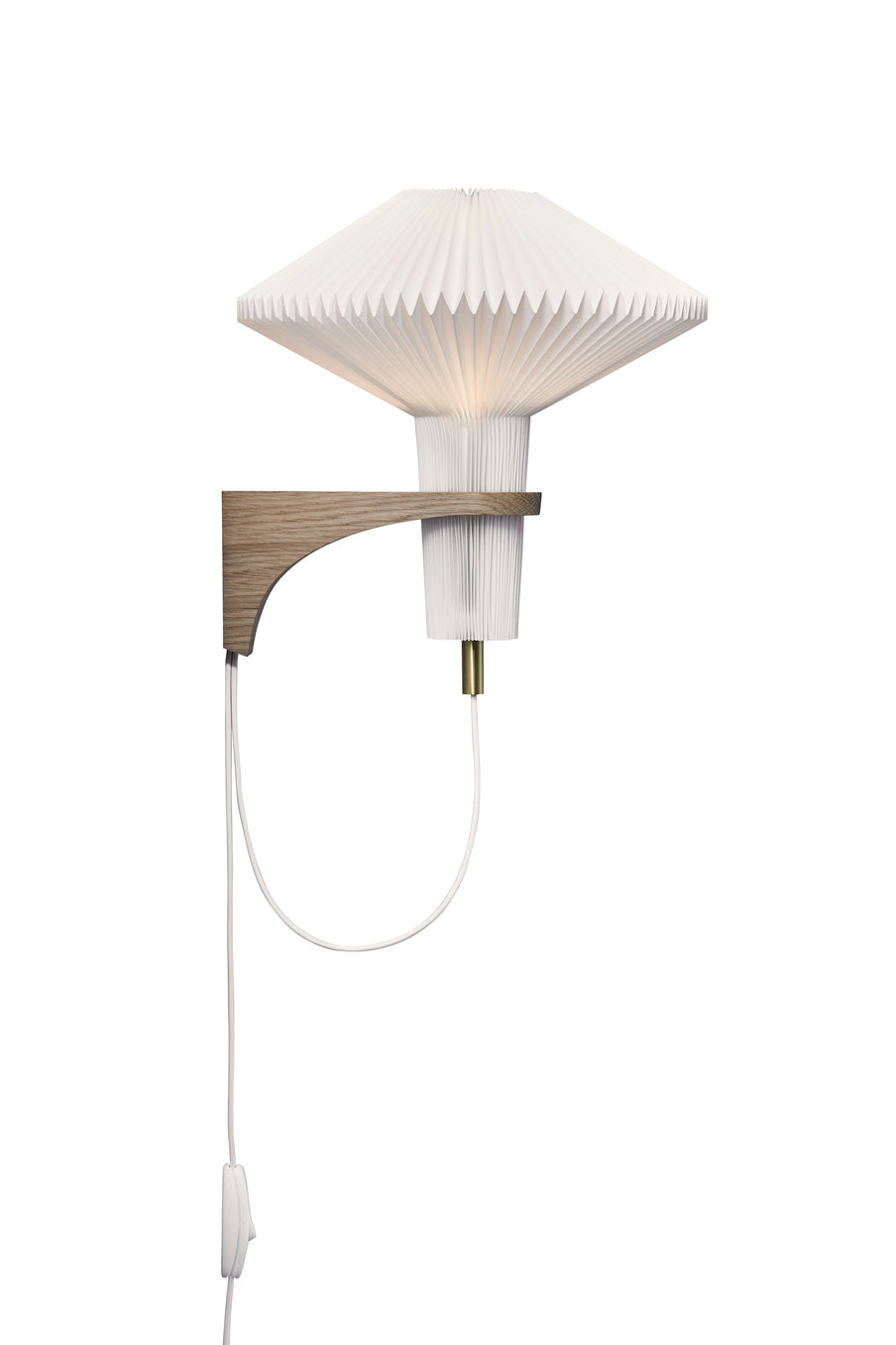 Wandlamp MODEL 204 PADDENSTOEL wit met lichte eiken basis