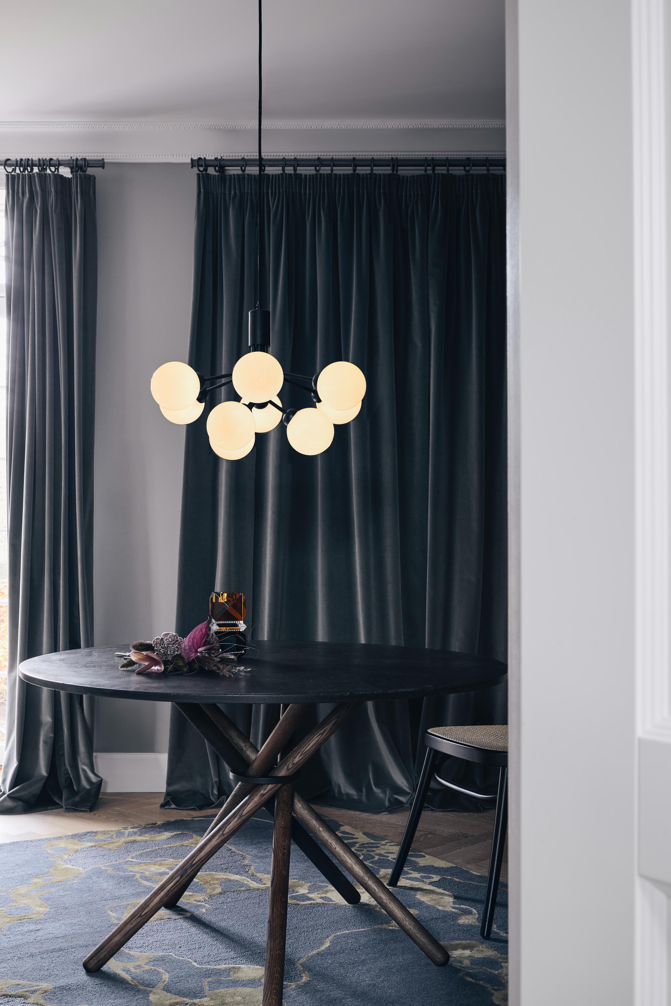 Hanglamp APIALES 9 zwart met opaalglas [Antonina] [Amelia spr]
