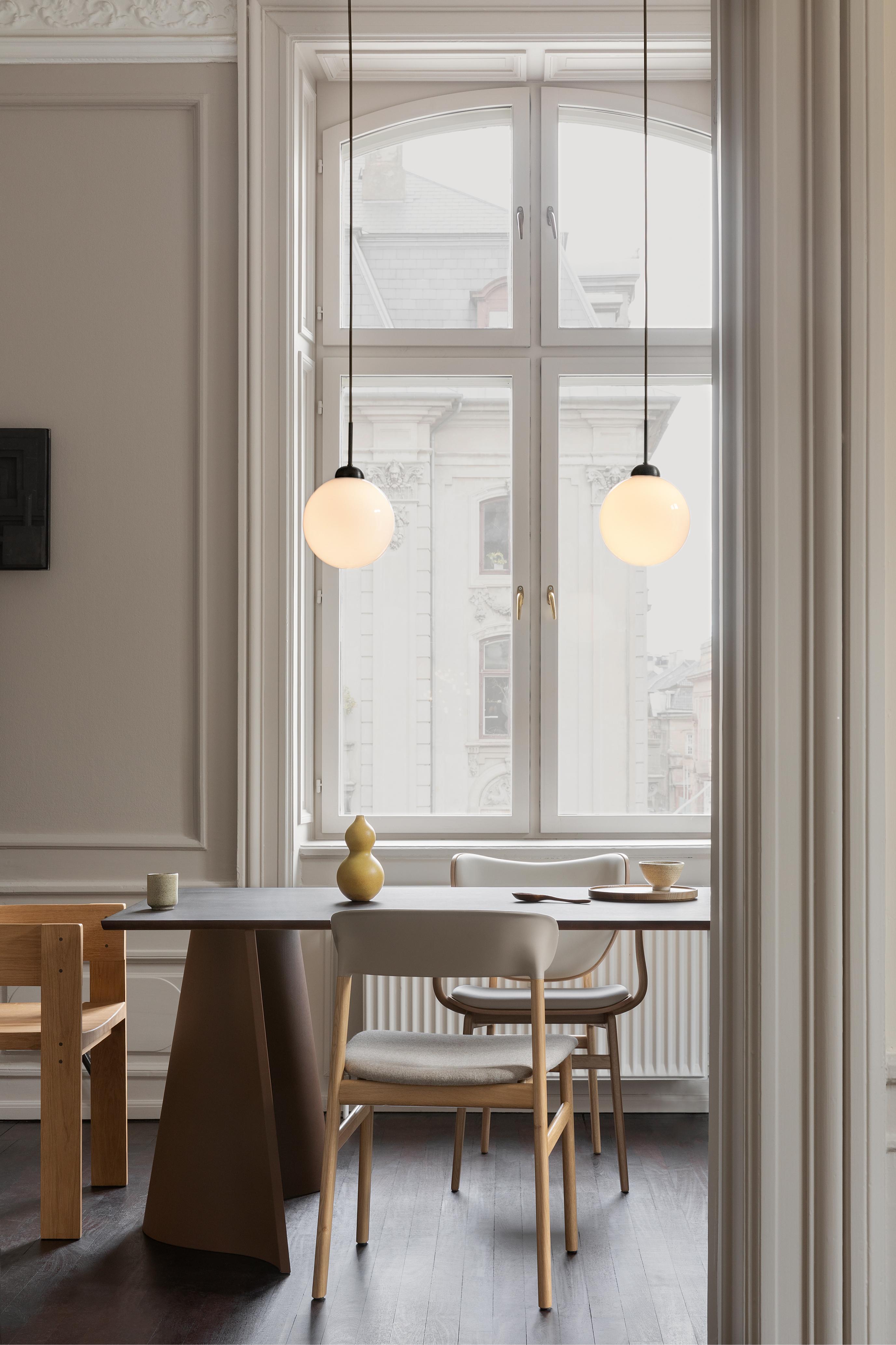 Hanglamp APIALES zwart met opaalglas