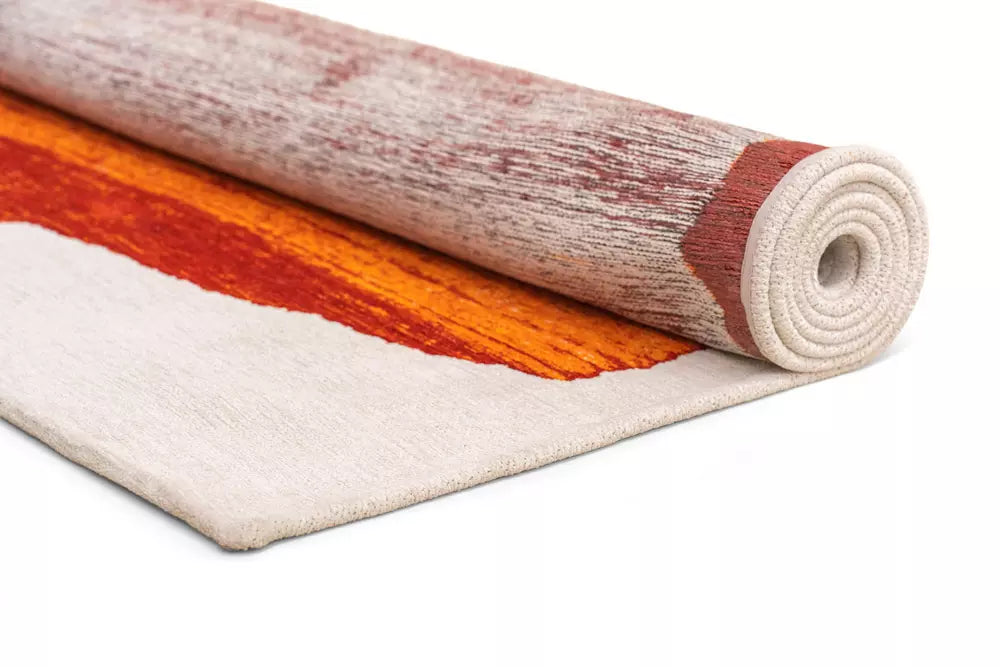 BRUSH Beige Rug with Orange