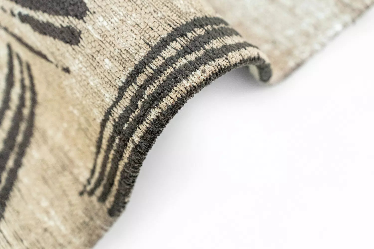 Ovale KANJI tapijt beige met zwart