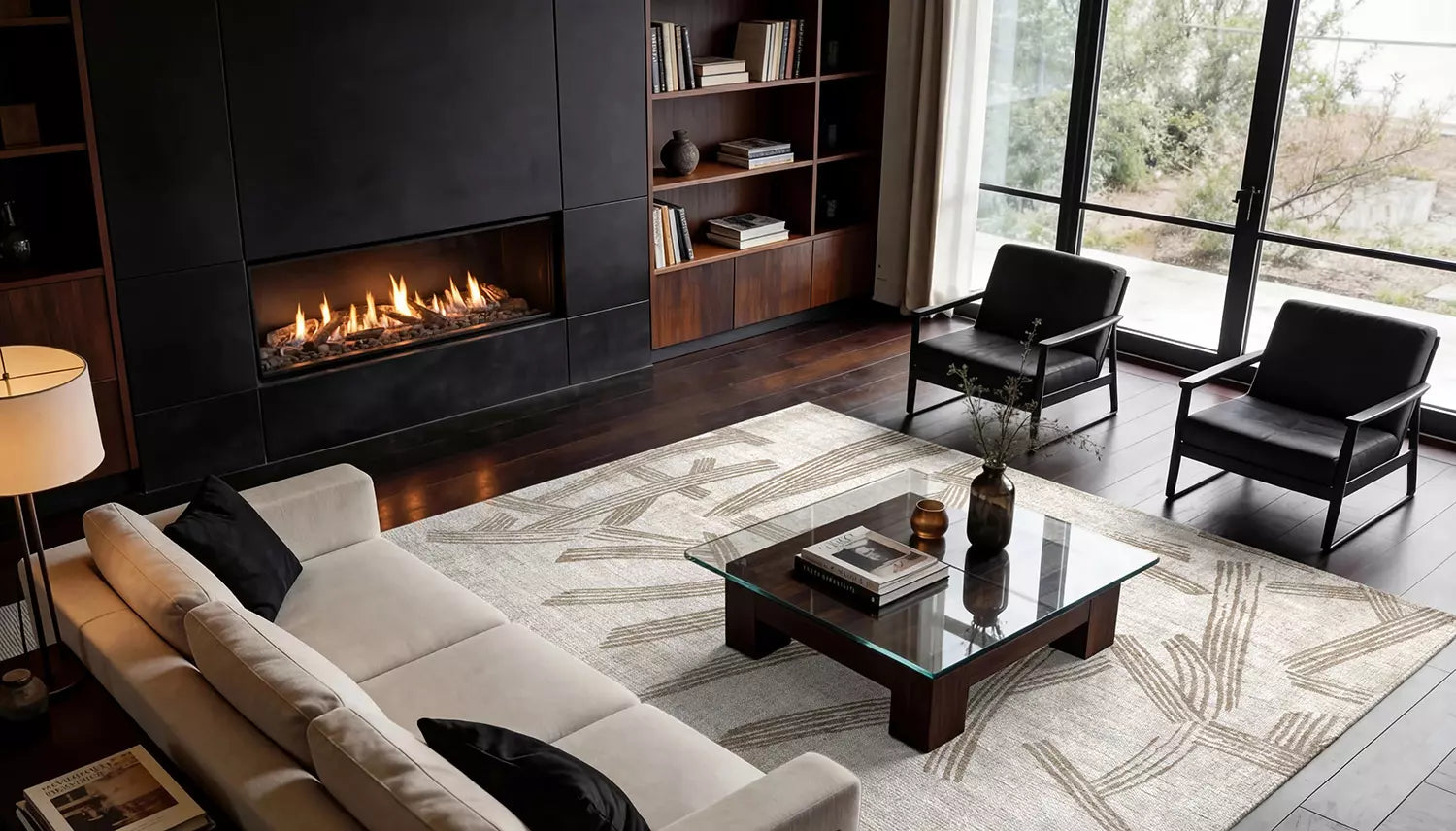 Beige KANJI tapijt met crème