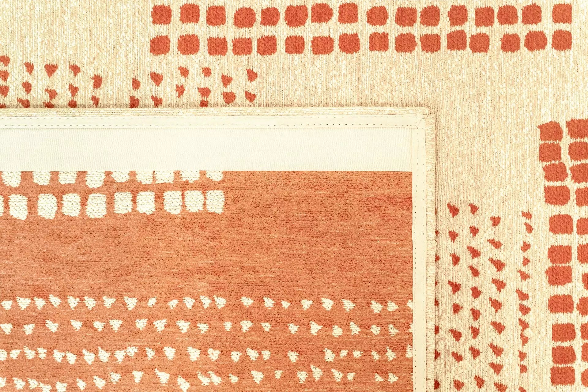 Beige ZEN vloerkleed met oranje