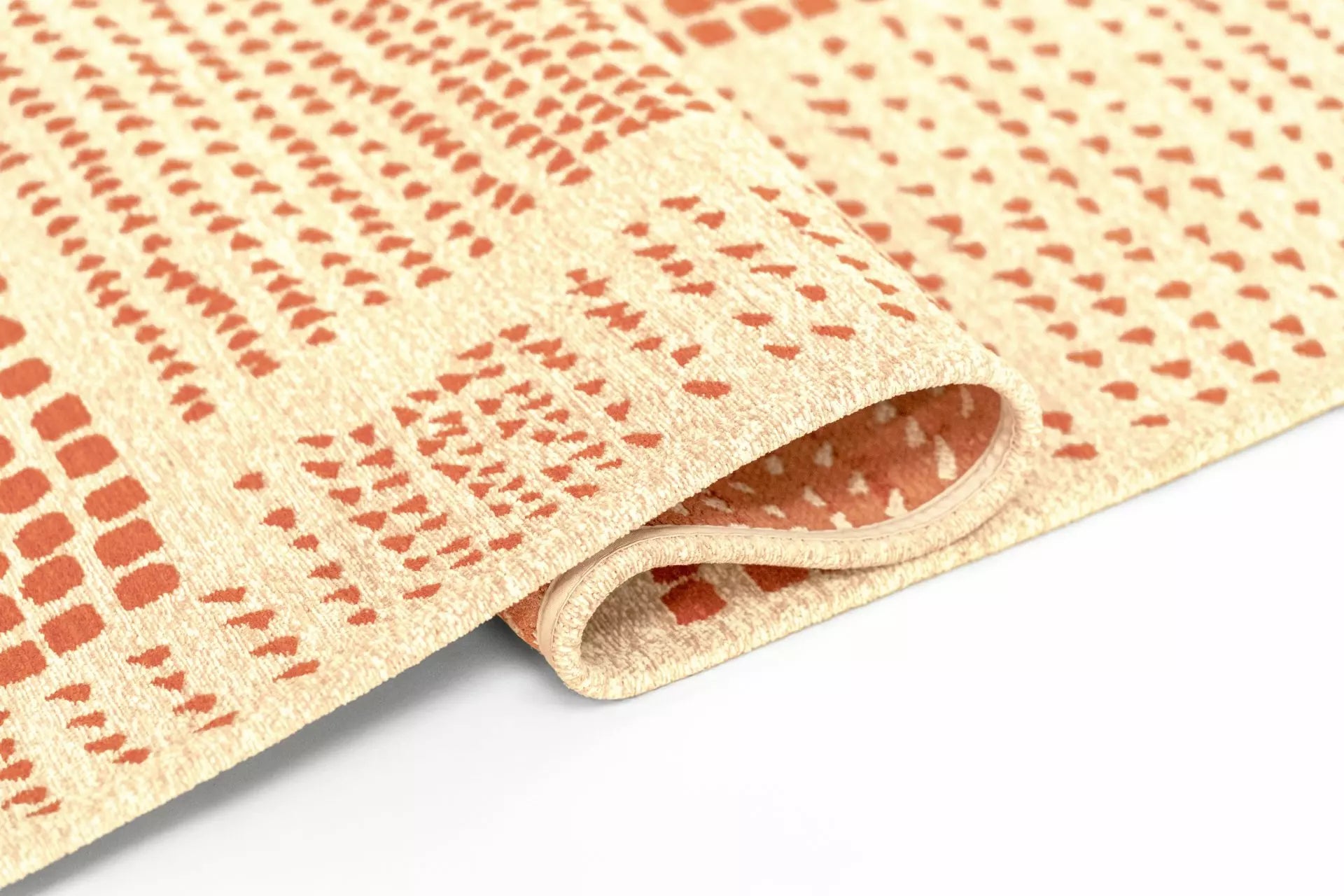 Beige ZEN vloerkleed met oranje