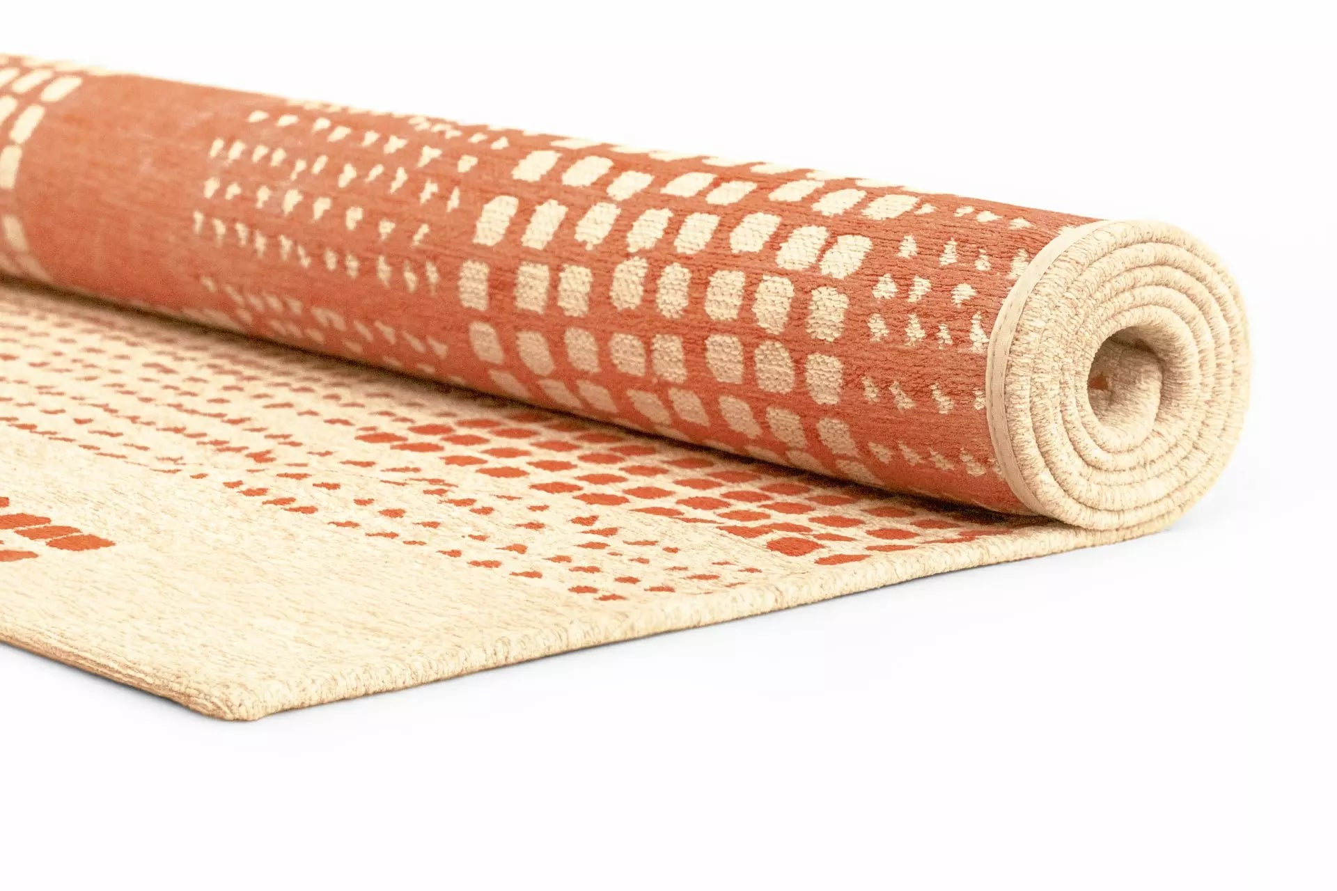 Beige ZEN vloerkleed met oranje