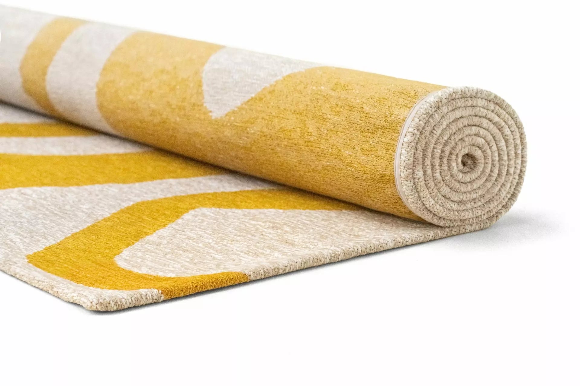 Witte RIBBON tapijt met geel