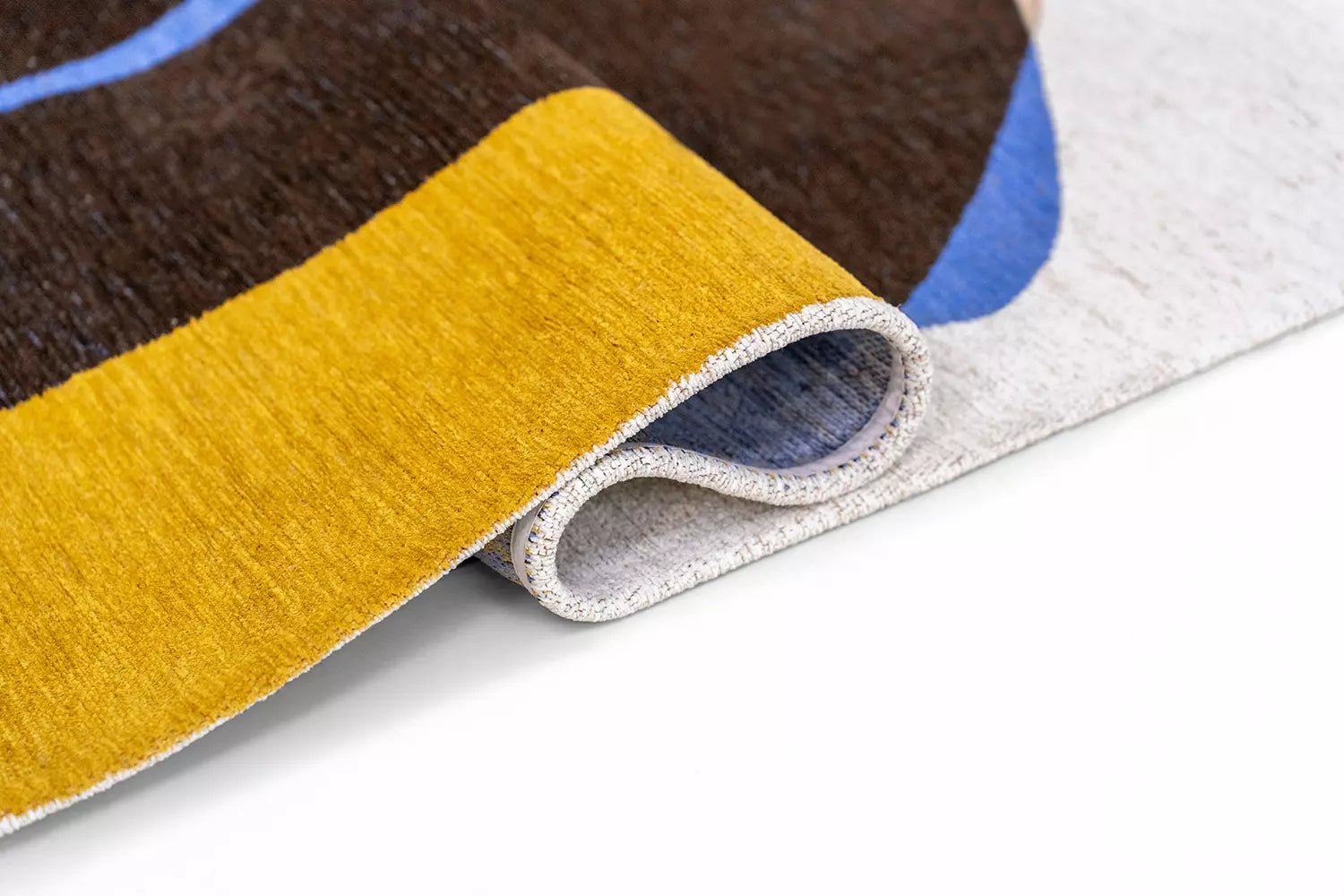 Teppich STONES weiß mit braun und blau