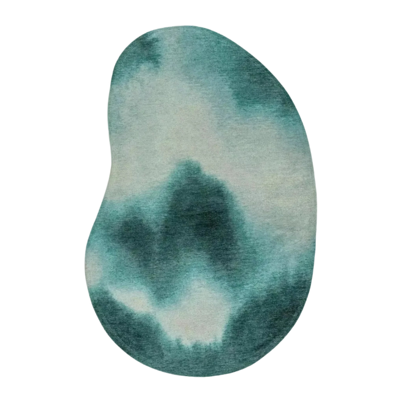 AQUARELLE LEAF oval rug in blue and gray