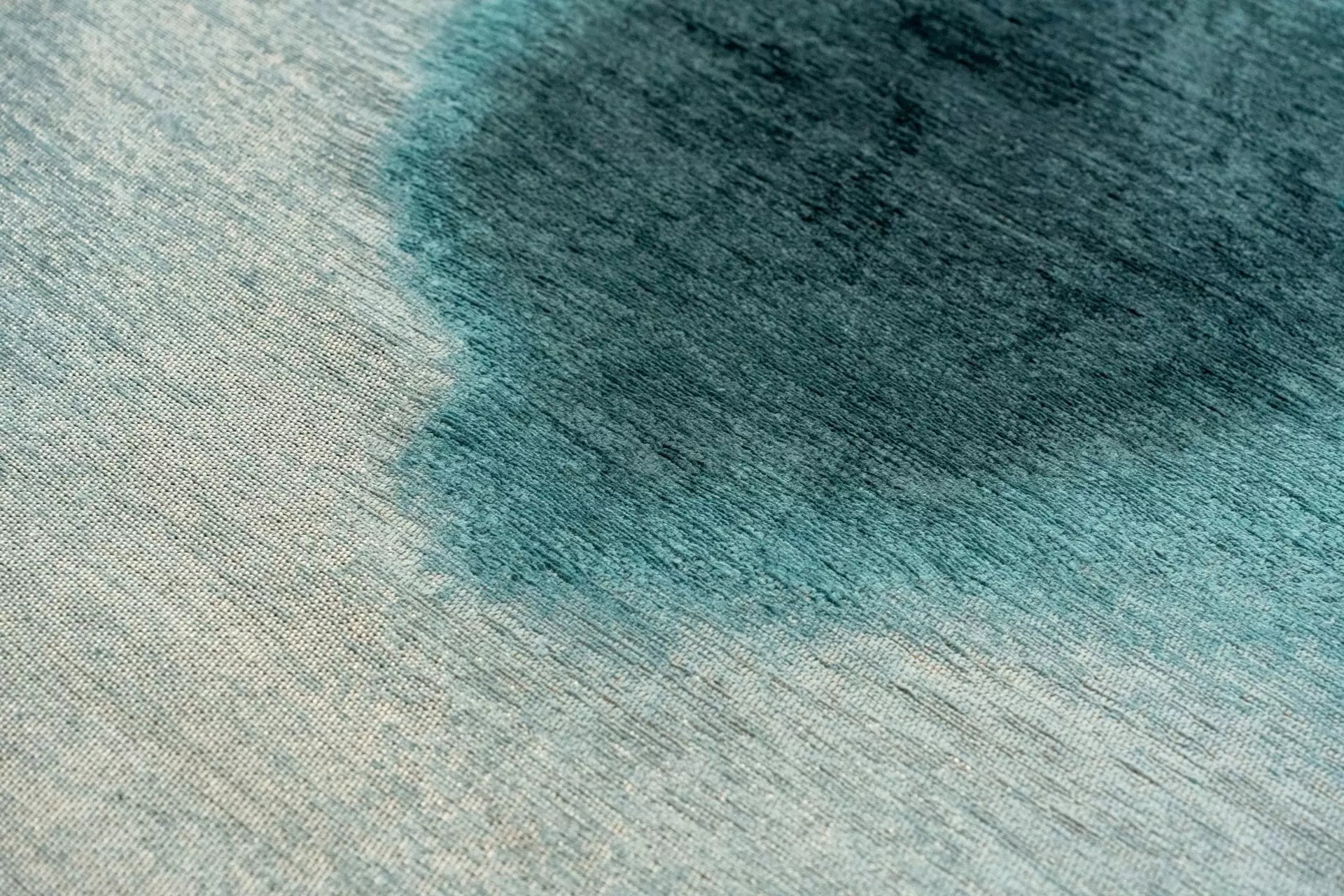 AQUARELLE LEAF oval rug in blue and gray