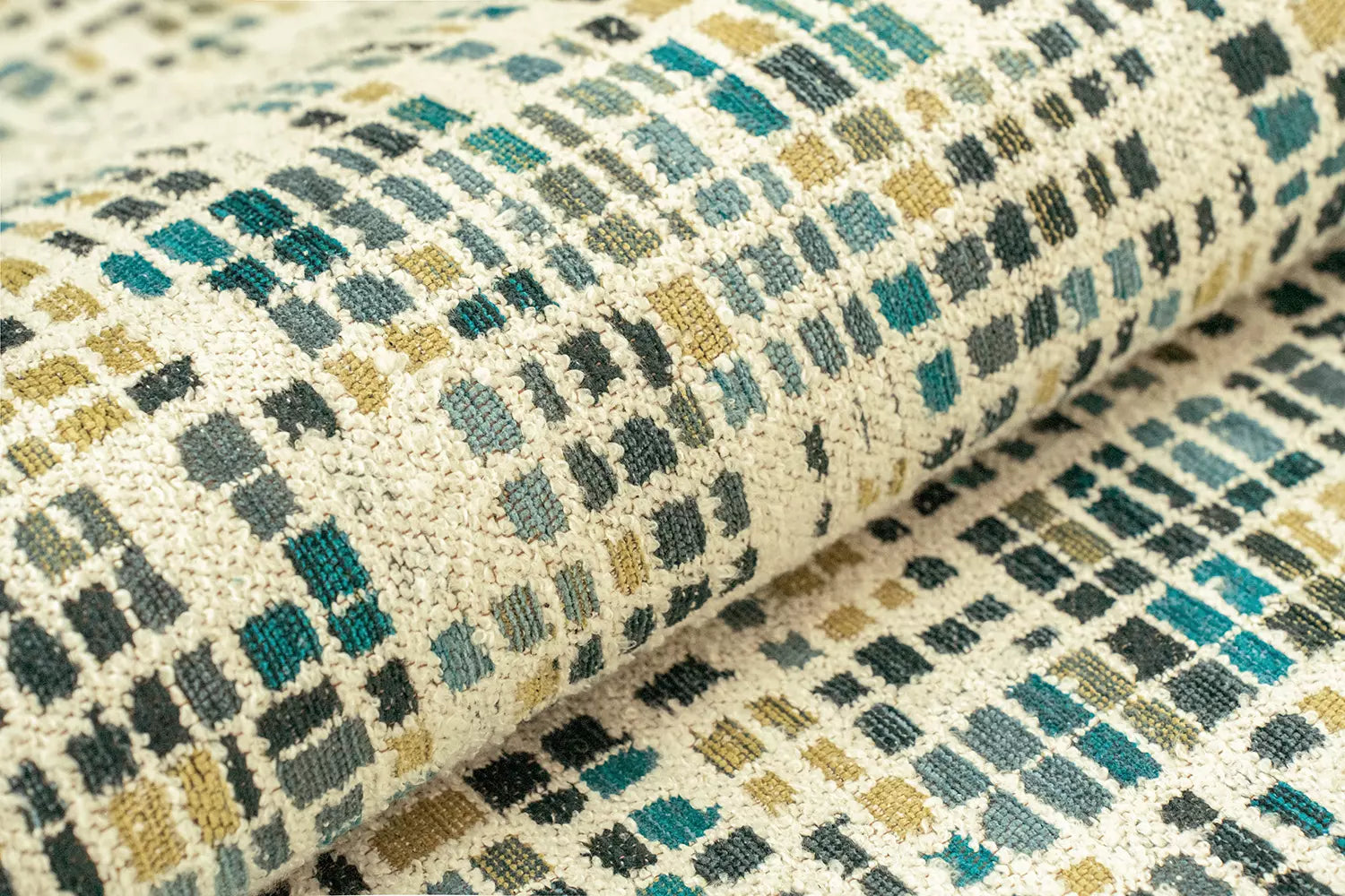 Teppich CUBIK beige mit Blau und Grün