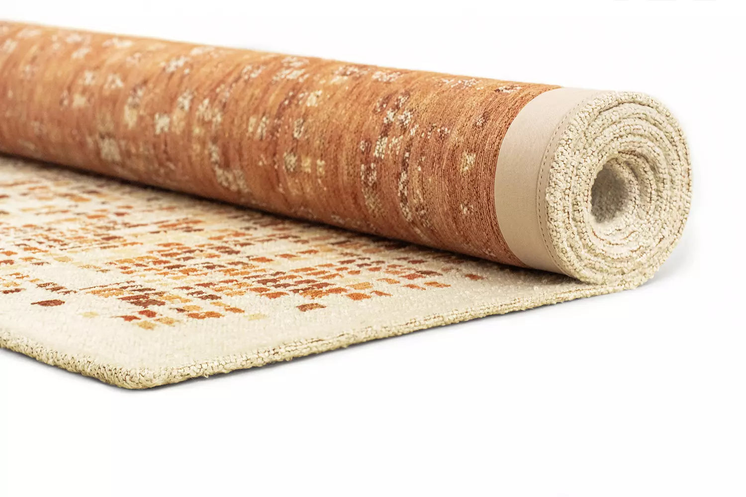 CUBIK beige vloerkleed met oranje en bordeaux