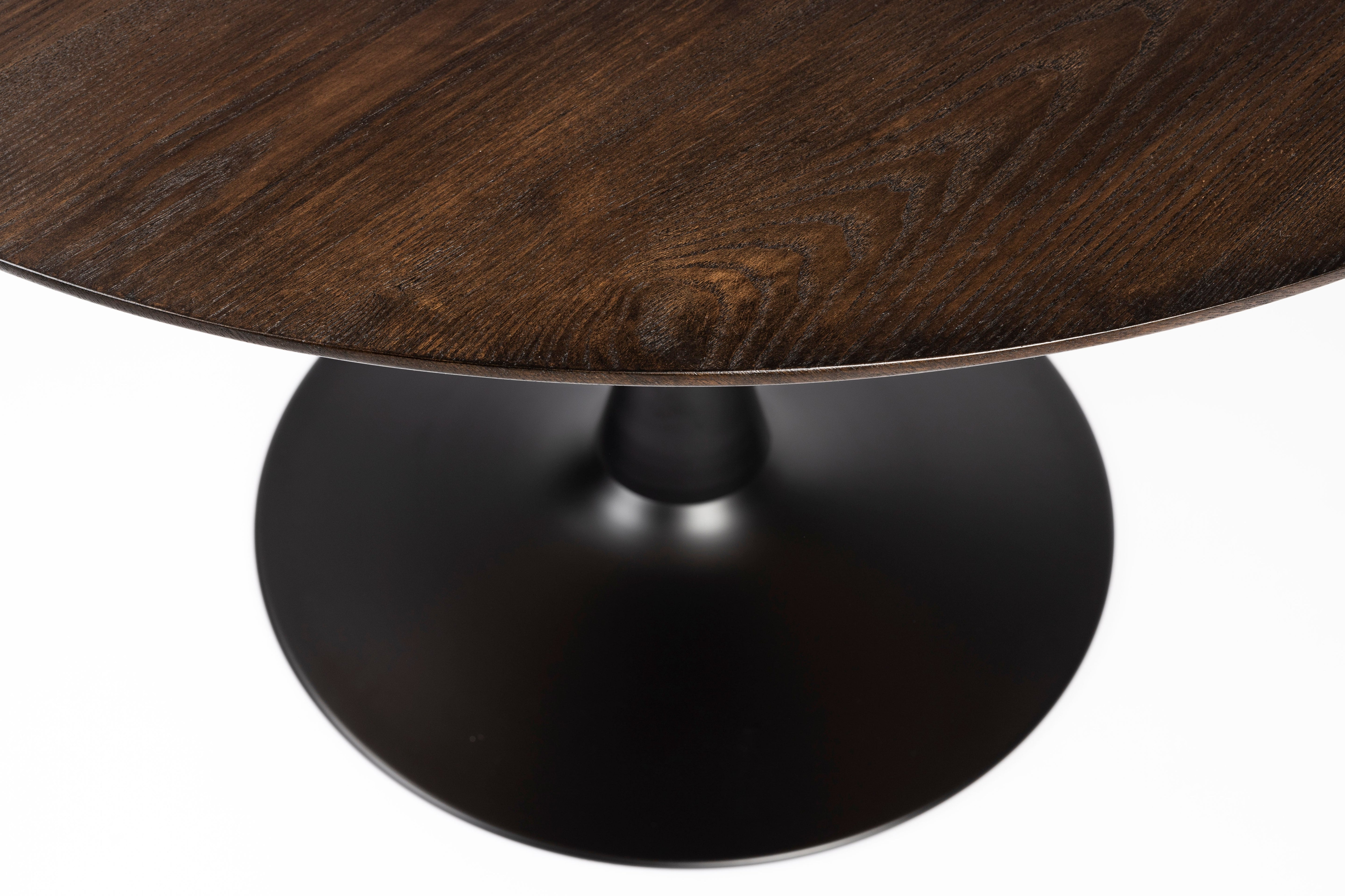 Stół okrągły RAKU fornir tekowy z czarną podstawą