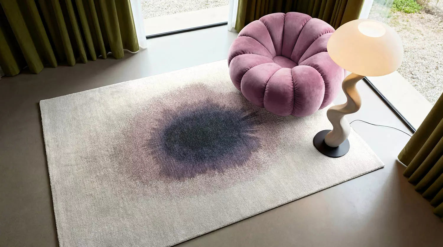 Vloerkleed DROP wit met paars