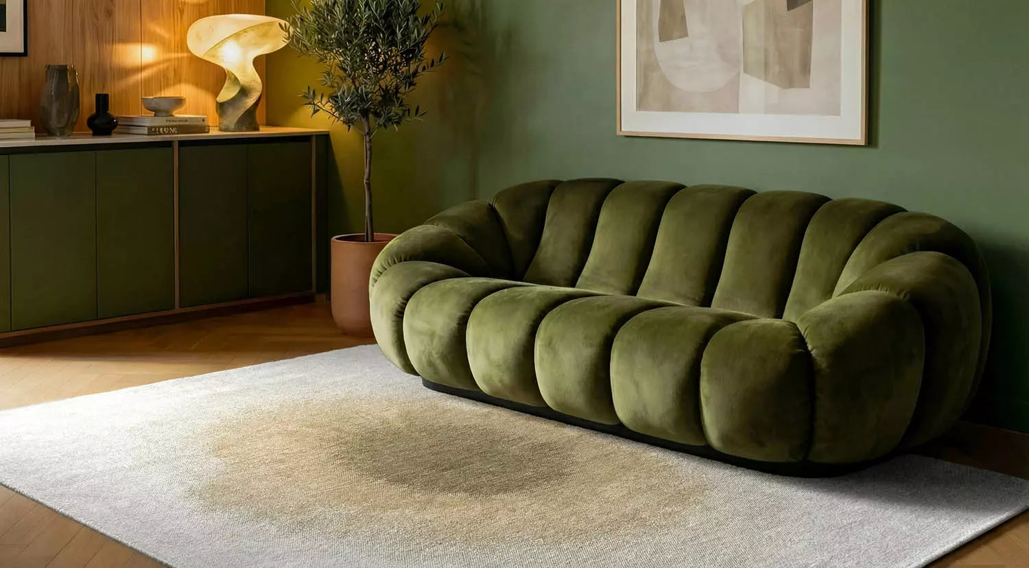 Vloerkleed DROP wit met crème