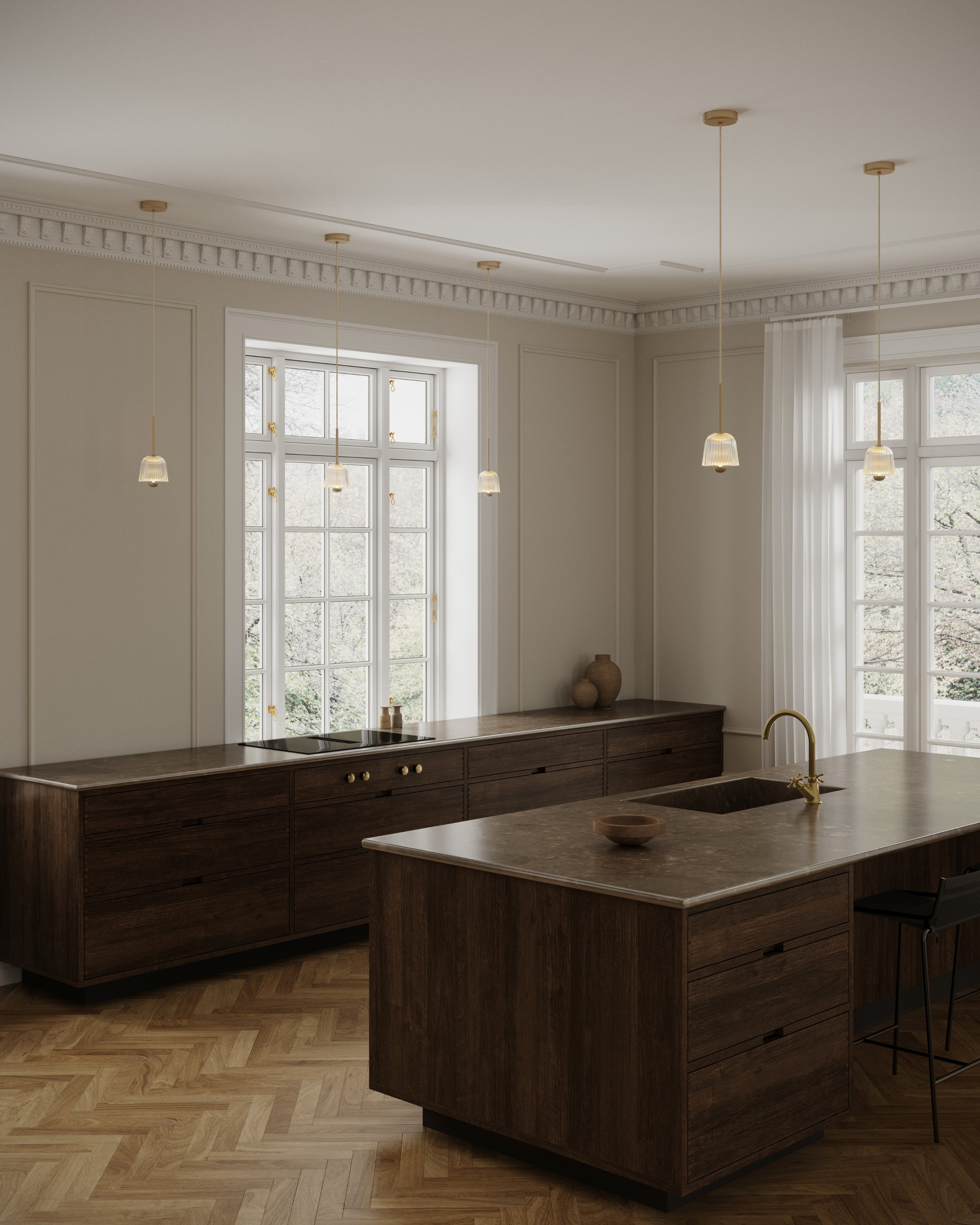 Hanglamp ASTEEA goud met transparant glas