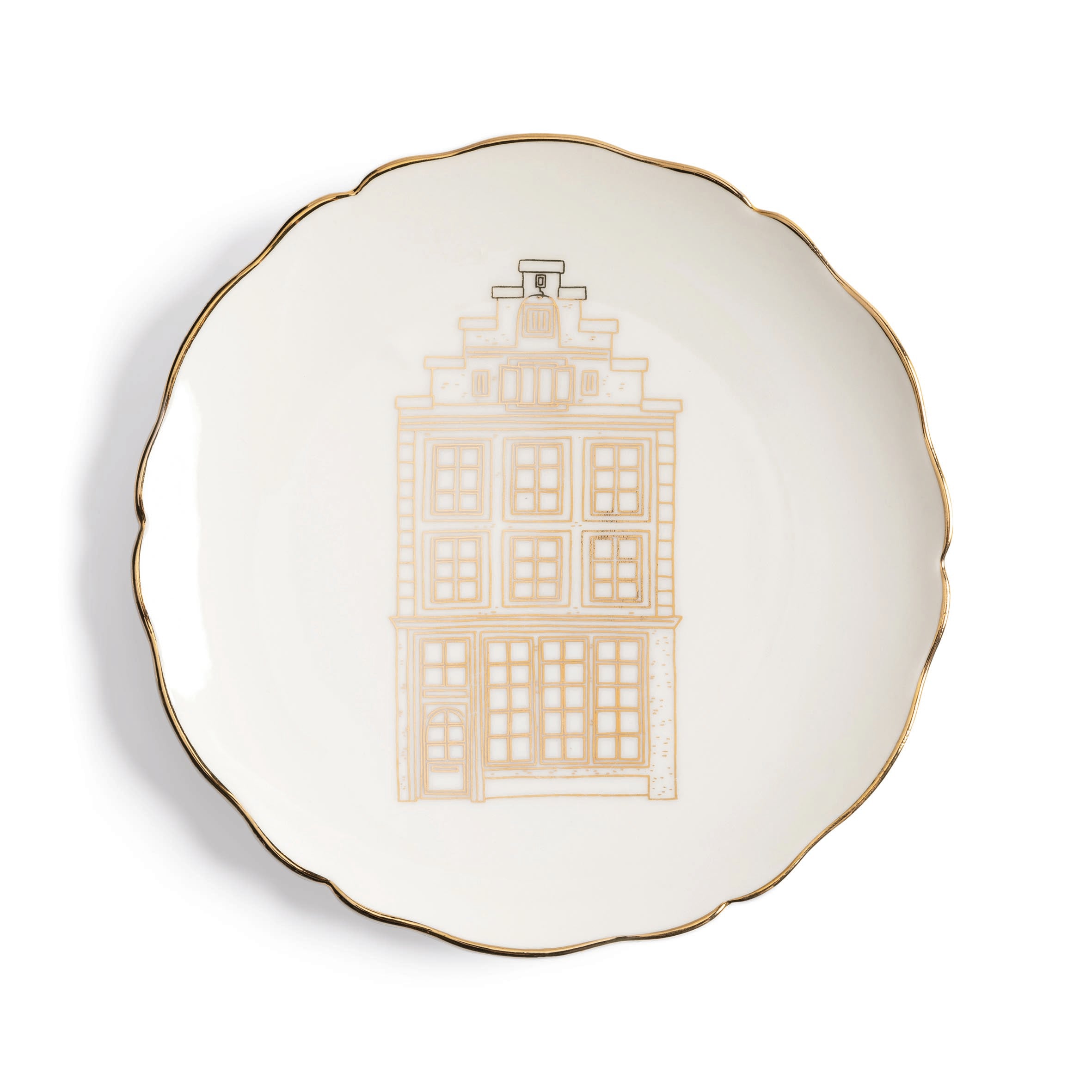 Zestaw talerzy deserowych CANAL HOUSE beżowy ze złotym – &k Amsterdam
