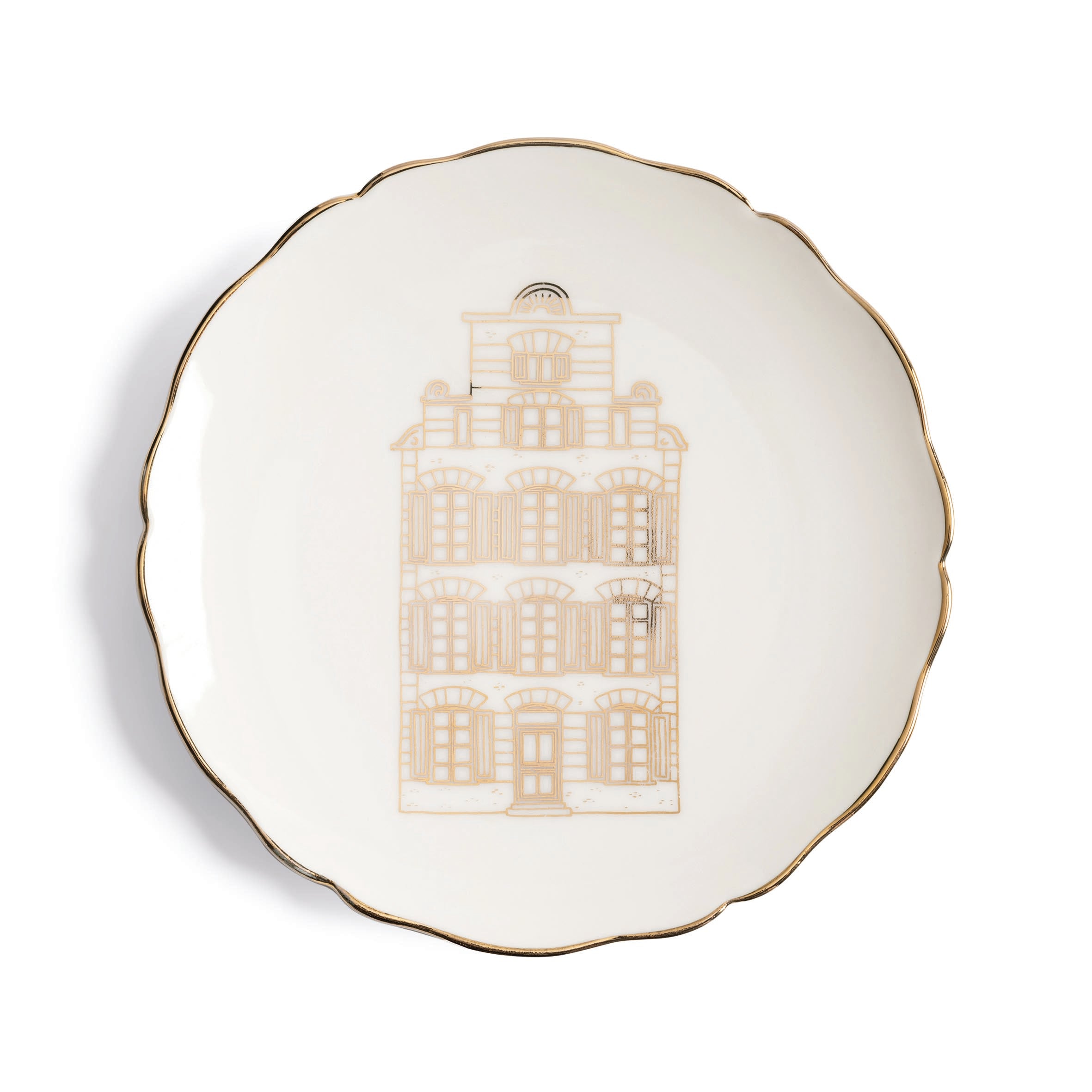 Zestaw talerzy deserowych CANAL HOUSE beżowy ze złotym – &k Amsterdam