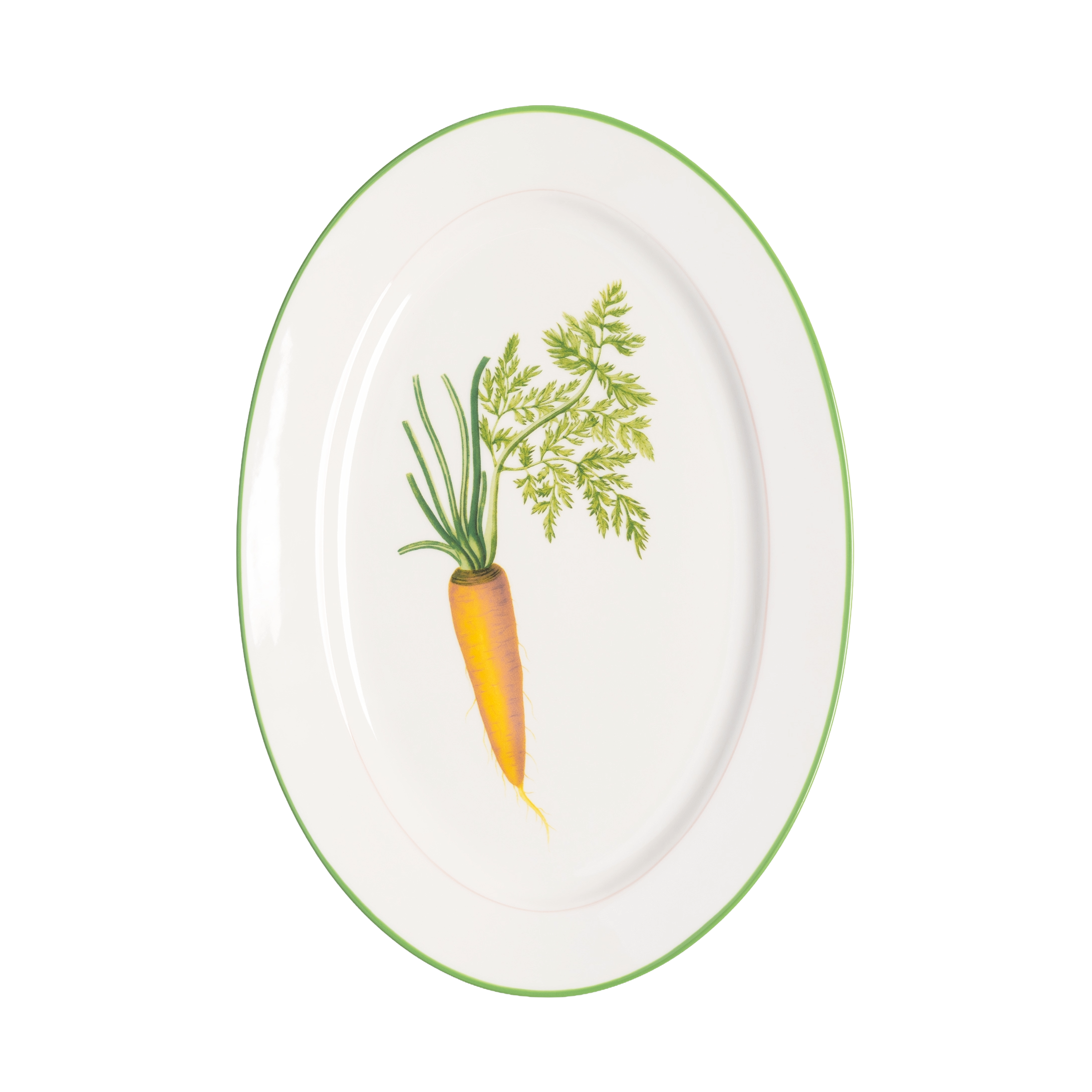 Weißes CARROT Serviergeschirr mit Grün und Orange