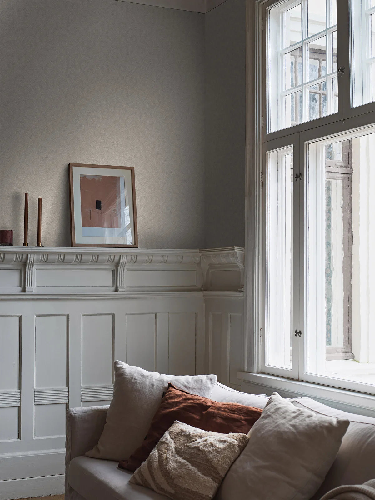 Behang met plantenmotief WILD FERNS beige