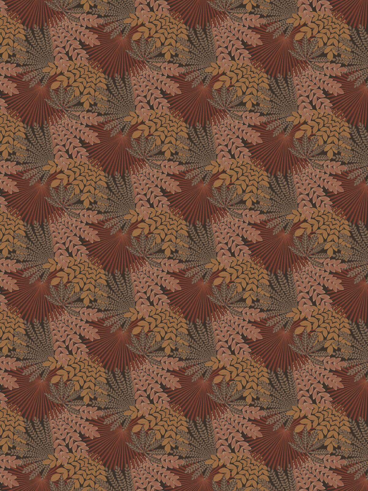 Tapete mit pflanzlichem Motiv VELVET LEAVES orange mit rot