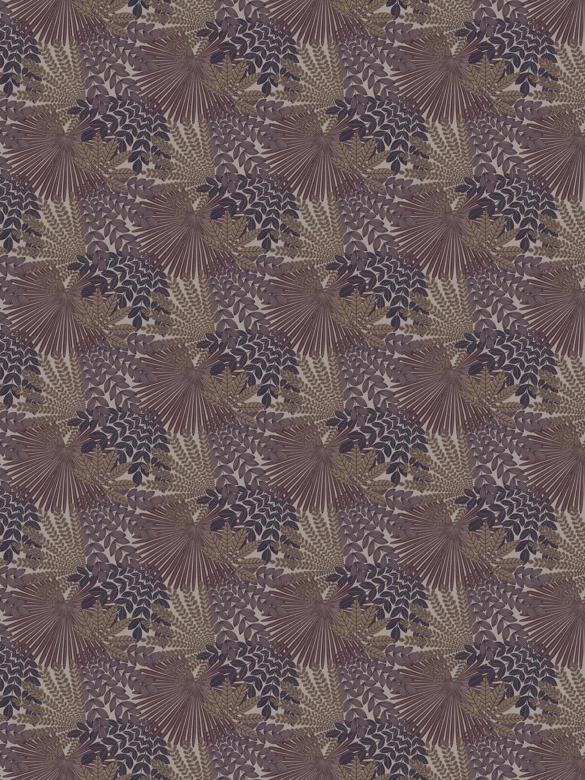 VELVET LEAVES paarse wanddecoratie met een plantenmotief in beige