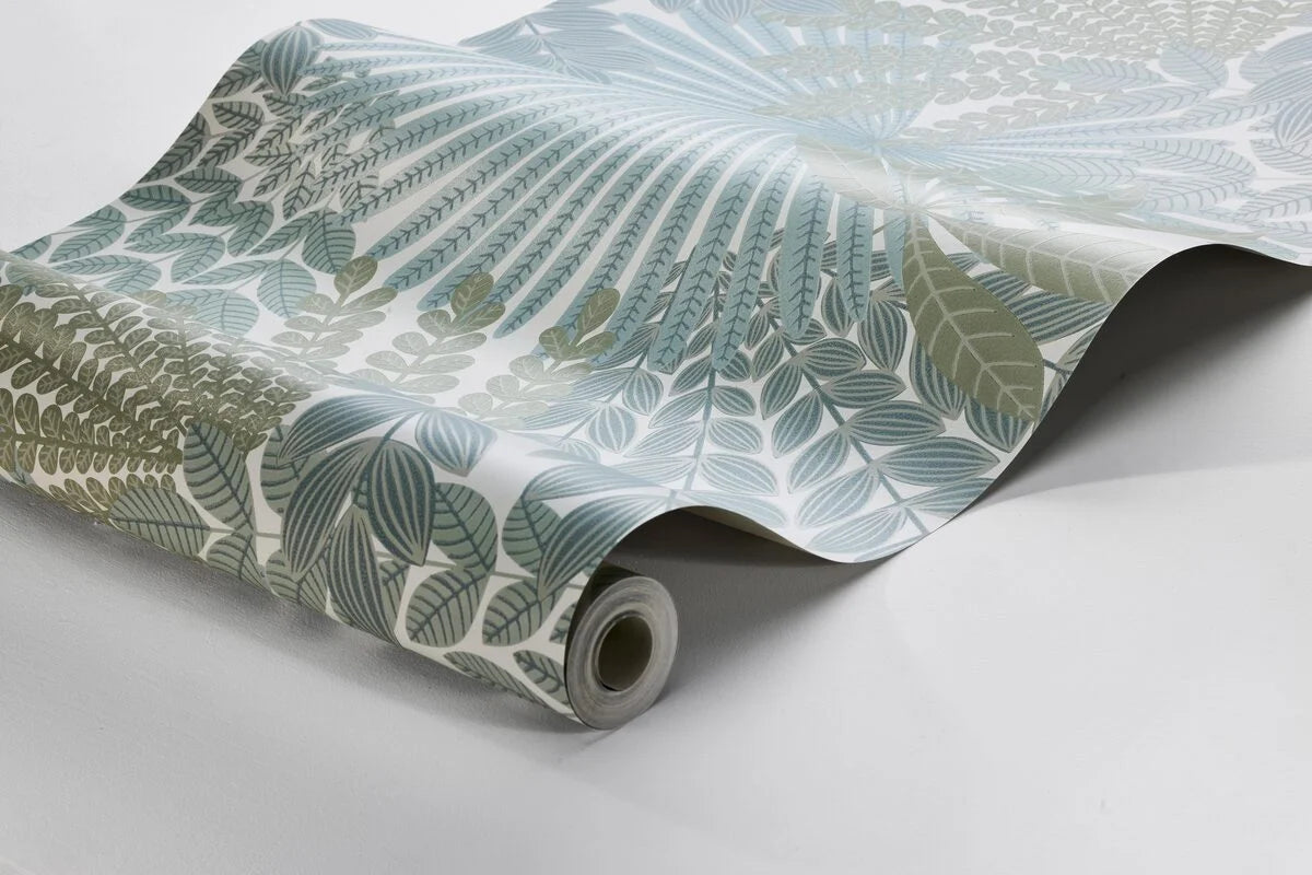 Behang met plantmotief VELVET LEAVES olijfgroen