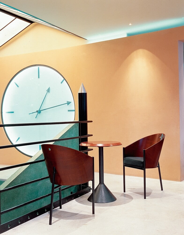 Kosten Stuhl schwarzer Eichenfurnier mit schwarzem Leder