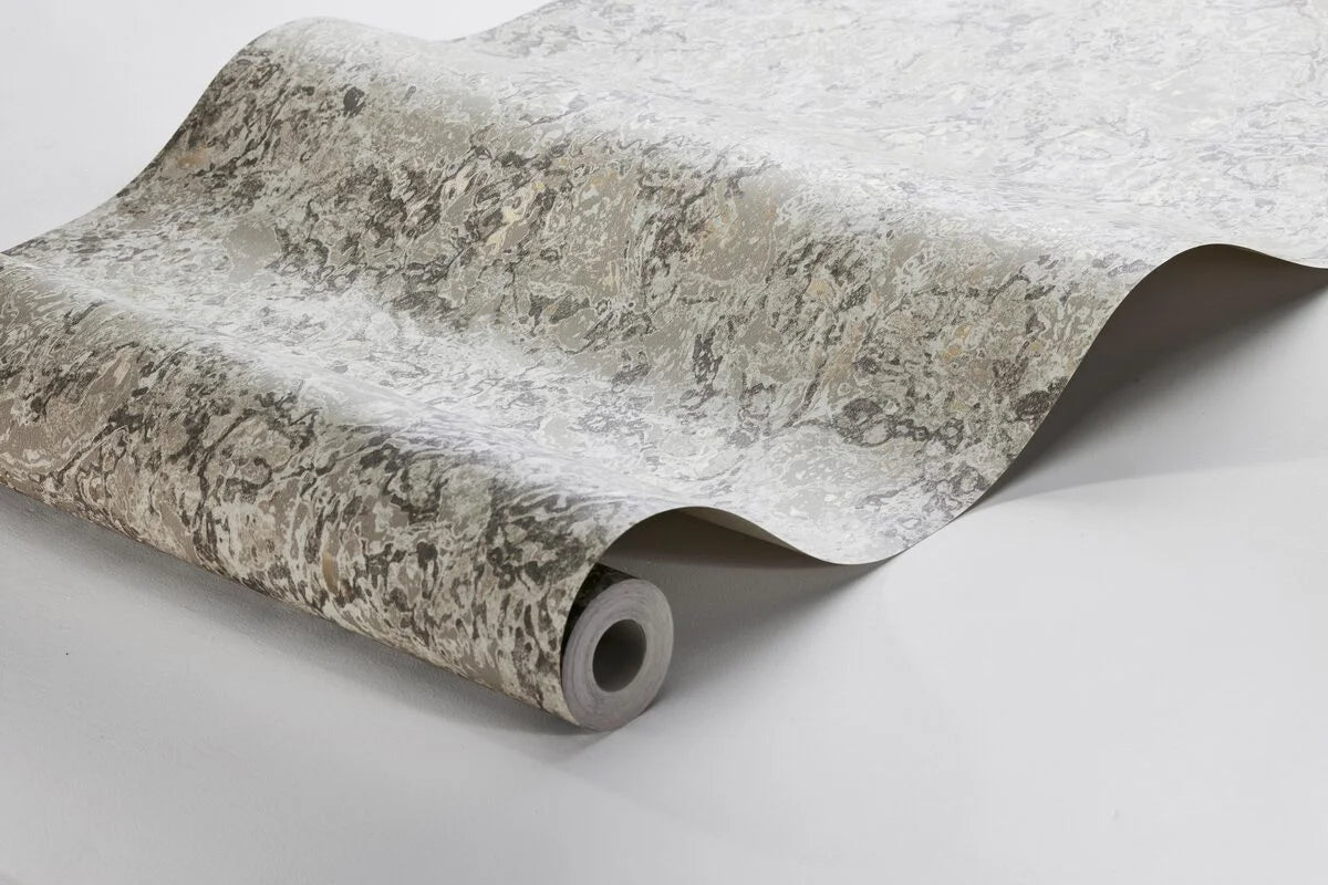 Tapeta imitująca marmur TRAVERTINE szary z beżowym – styl nowoczesny