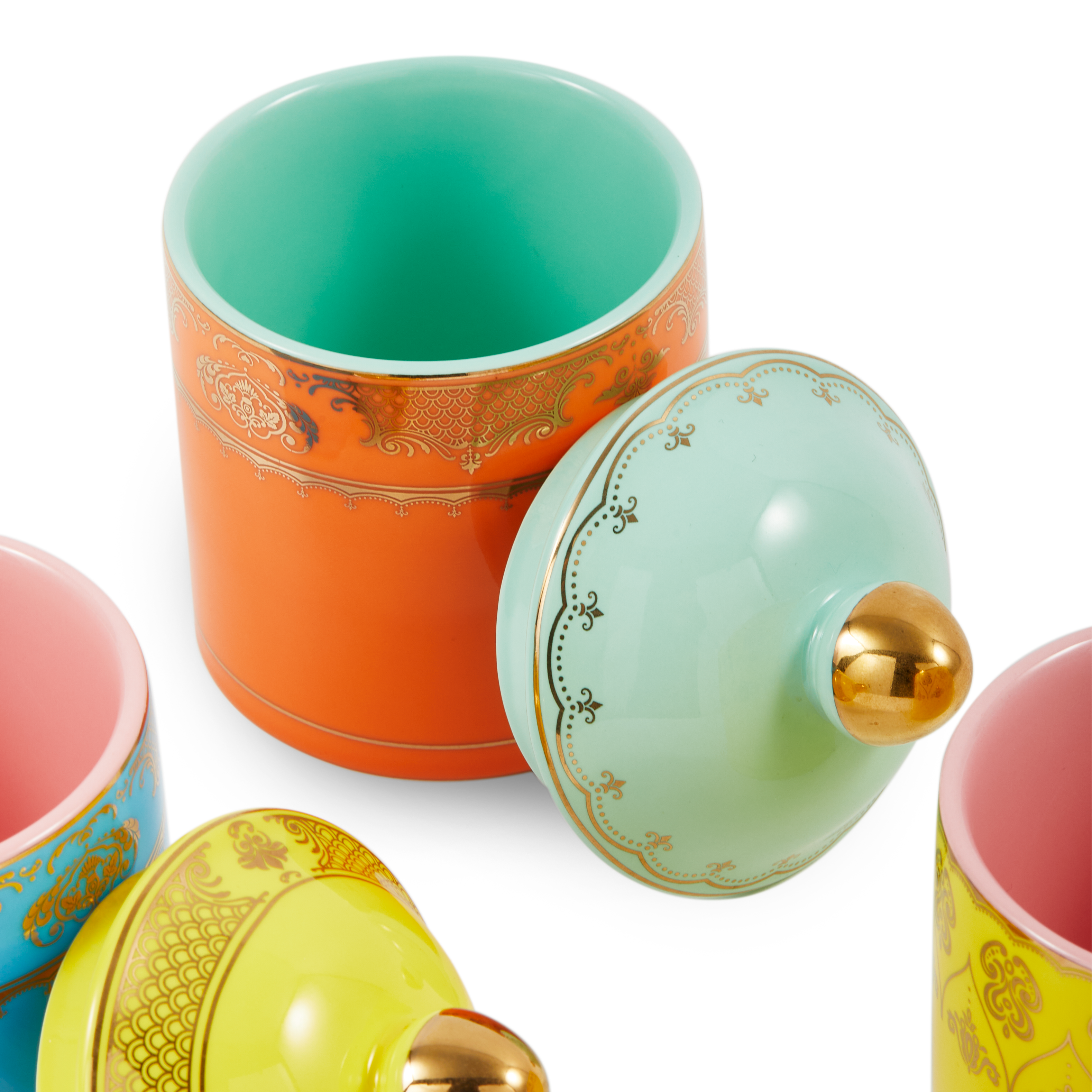 Porseleinen pot GRANDPA oranje met muntgroen