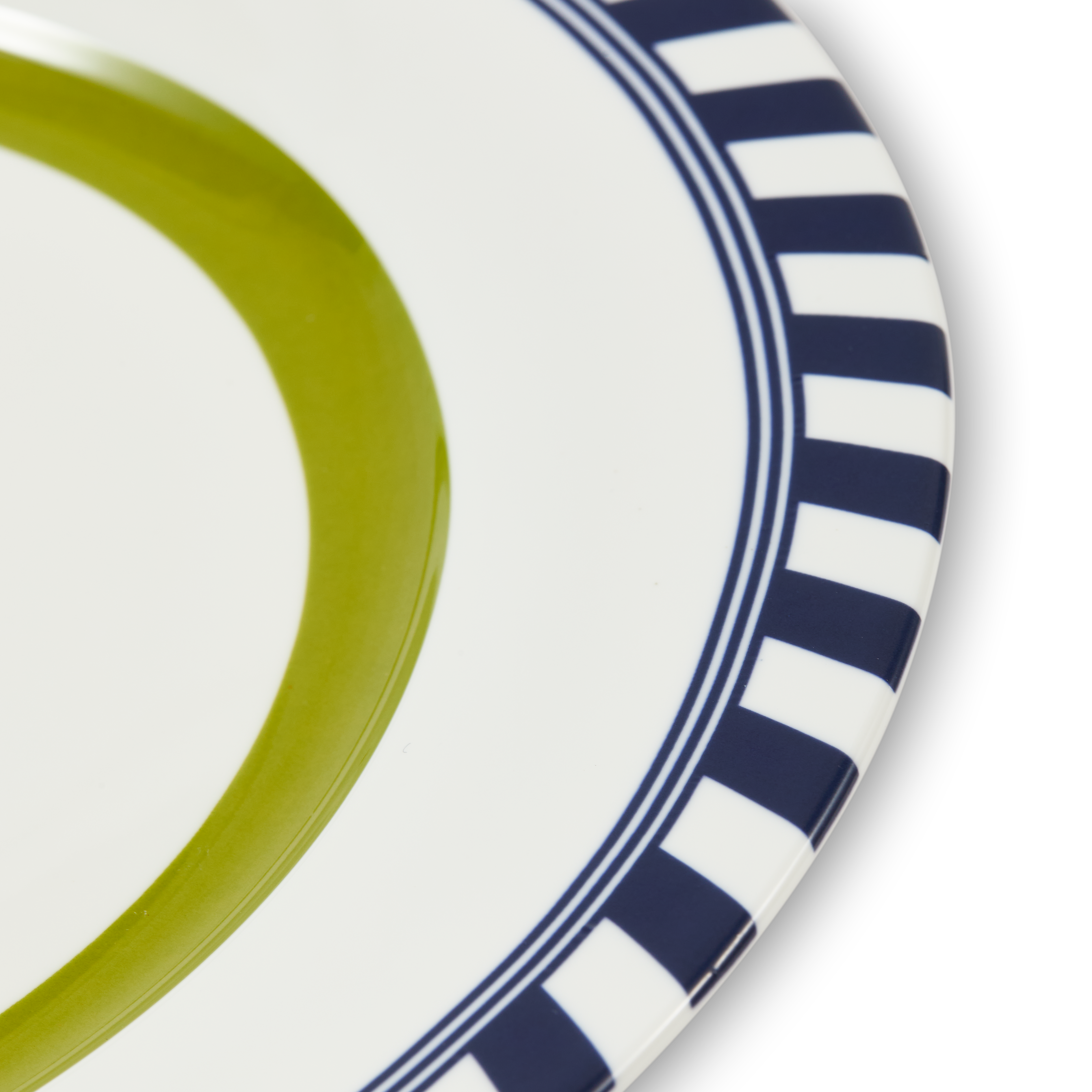 Bird Patterned Plate Set White with Olive and Blue