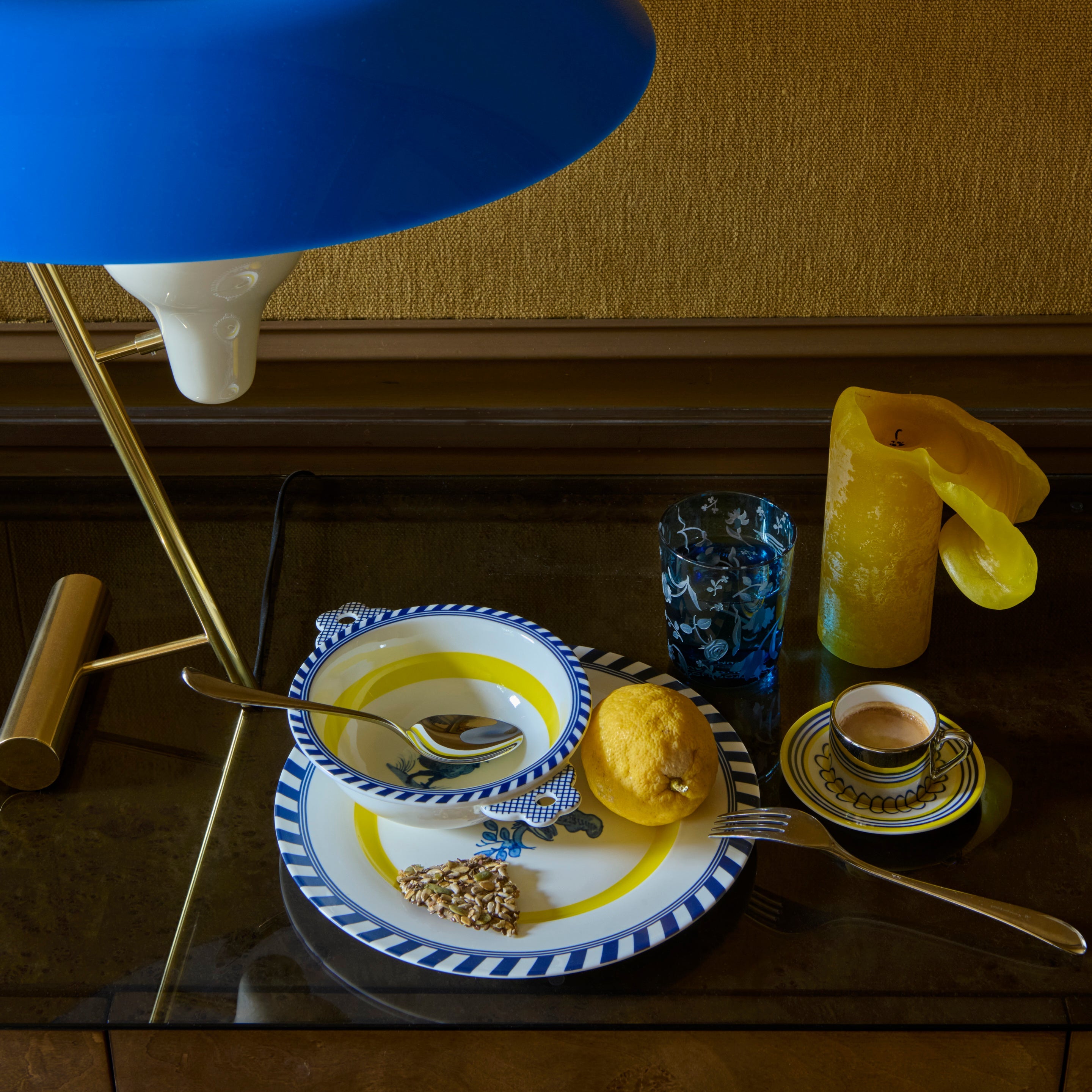 Set van espresso kopjes FLORAL oranje en blauw