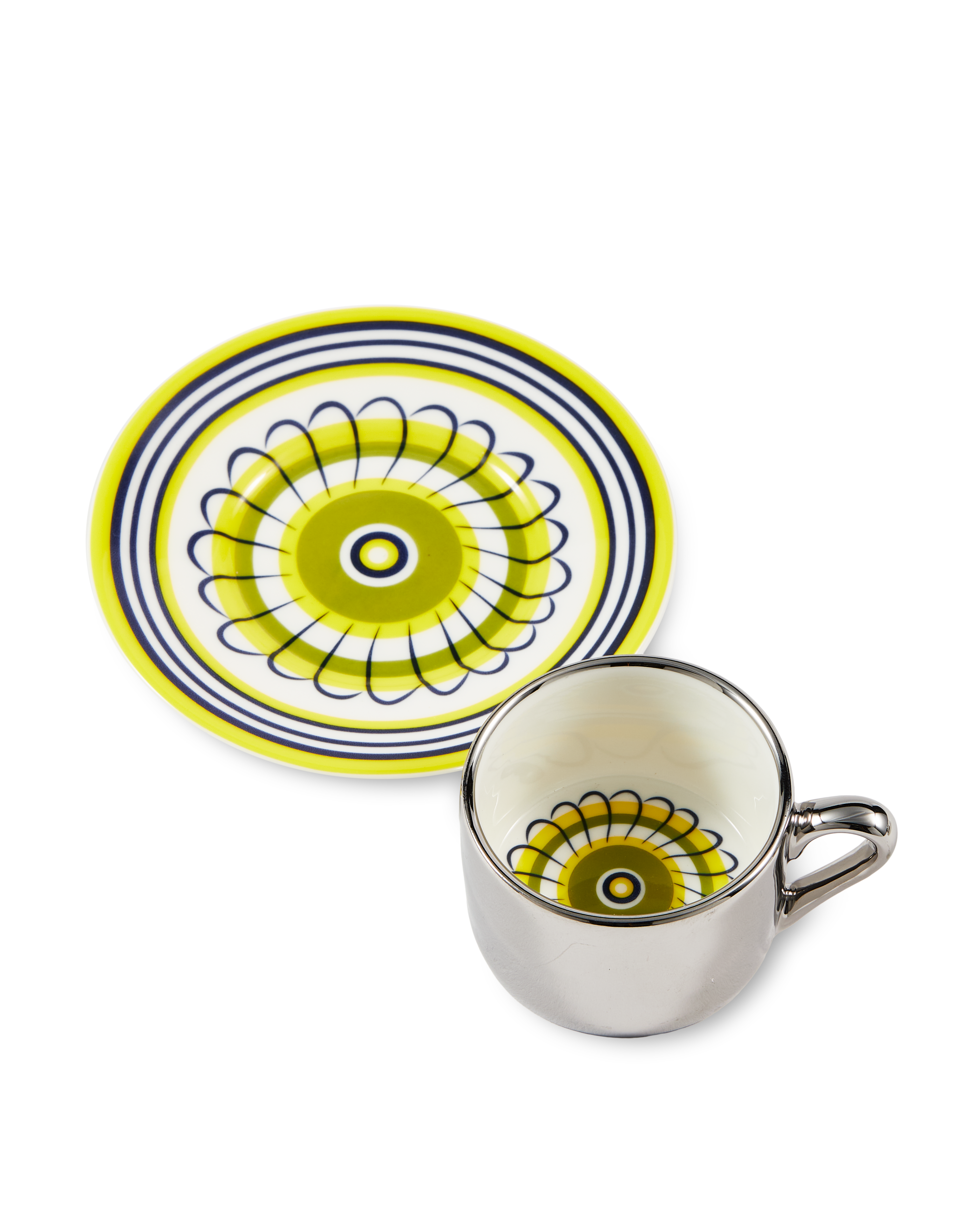 FLORAL Yellow and Olive Espresso Cup Set