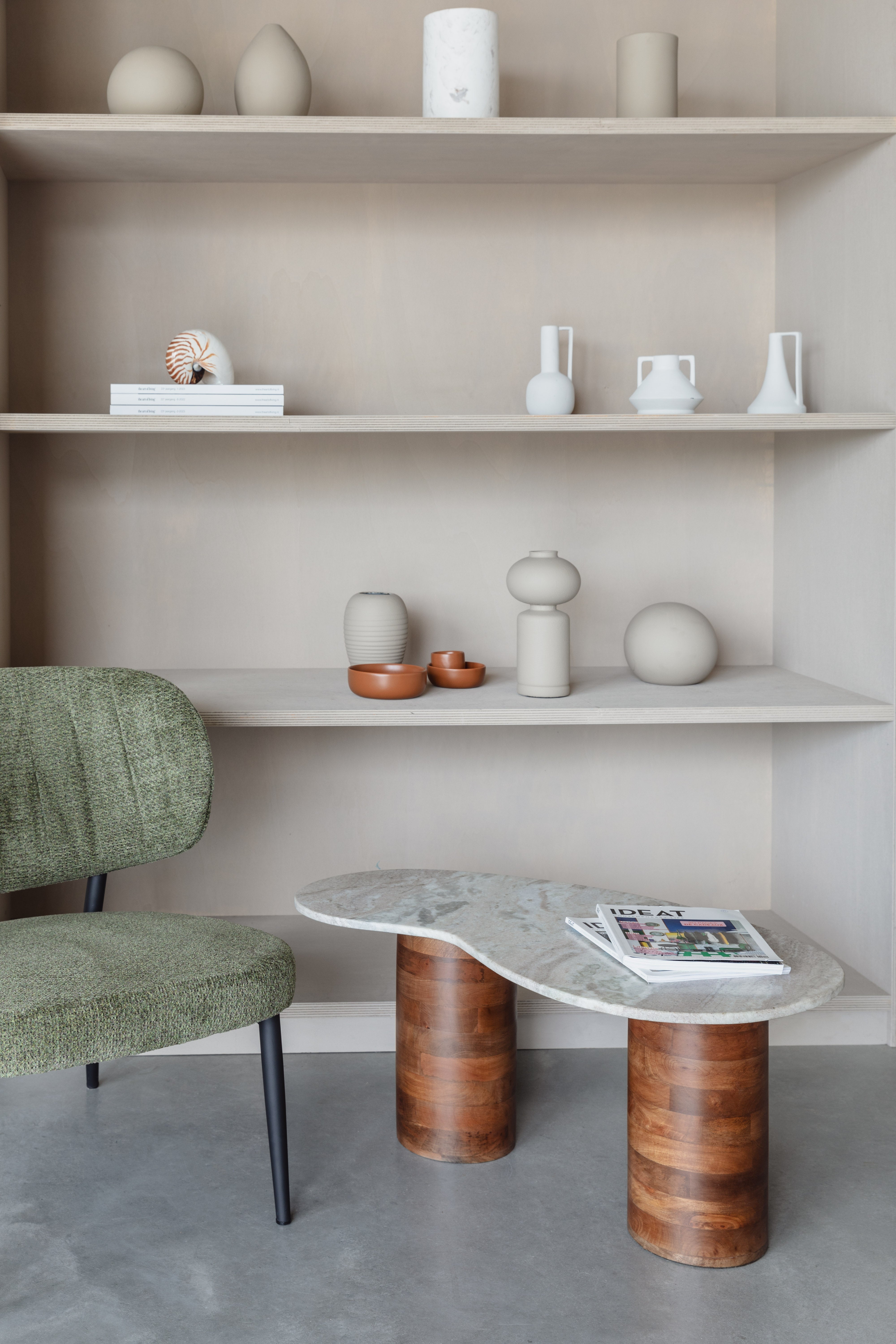 Koffietafel PELI marmer met mango-hout