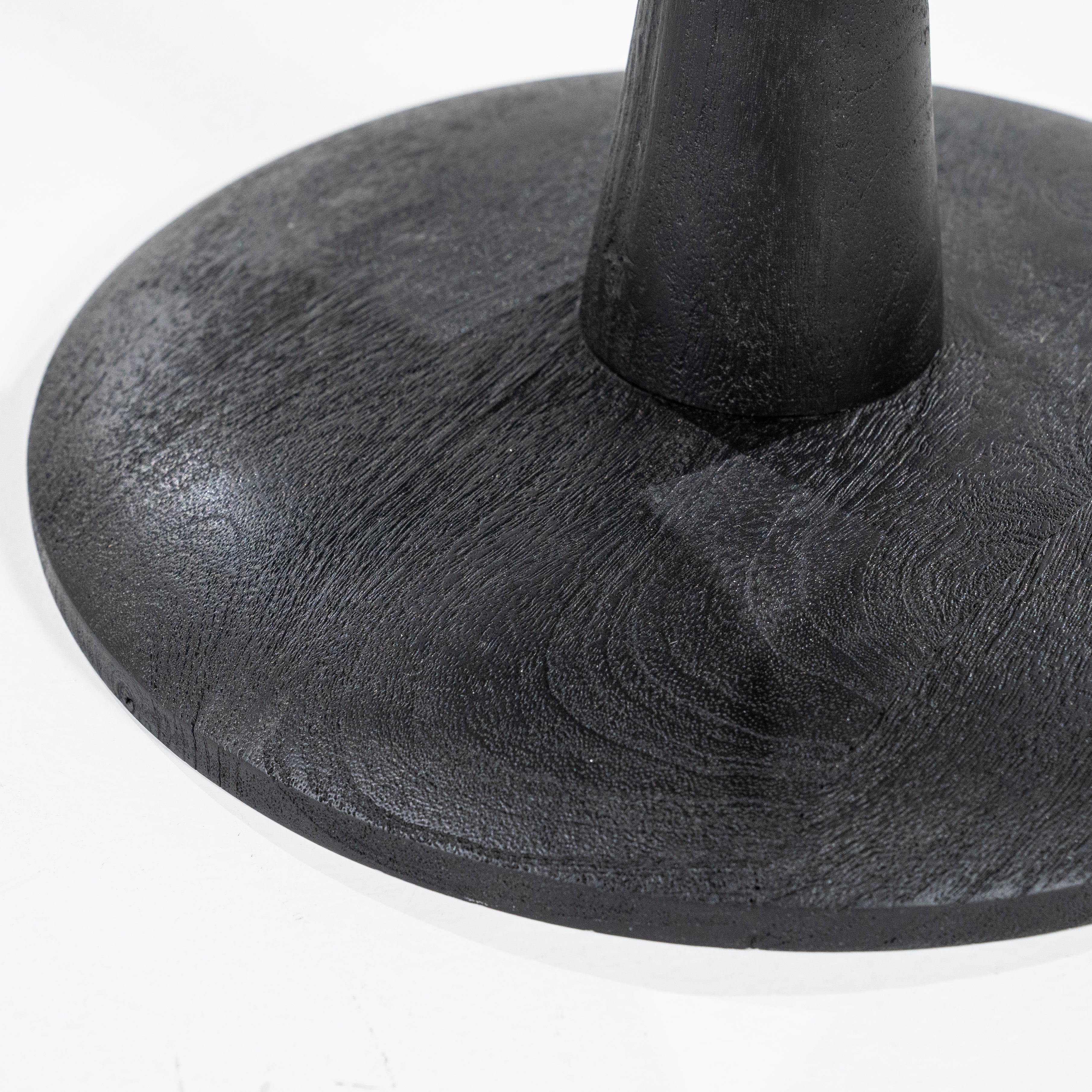 BOOGIE Round Table Glass and Black Mango Wood