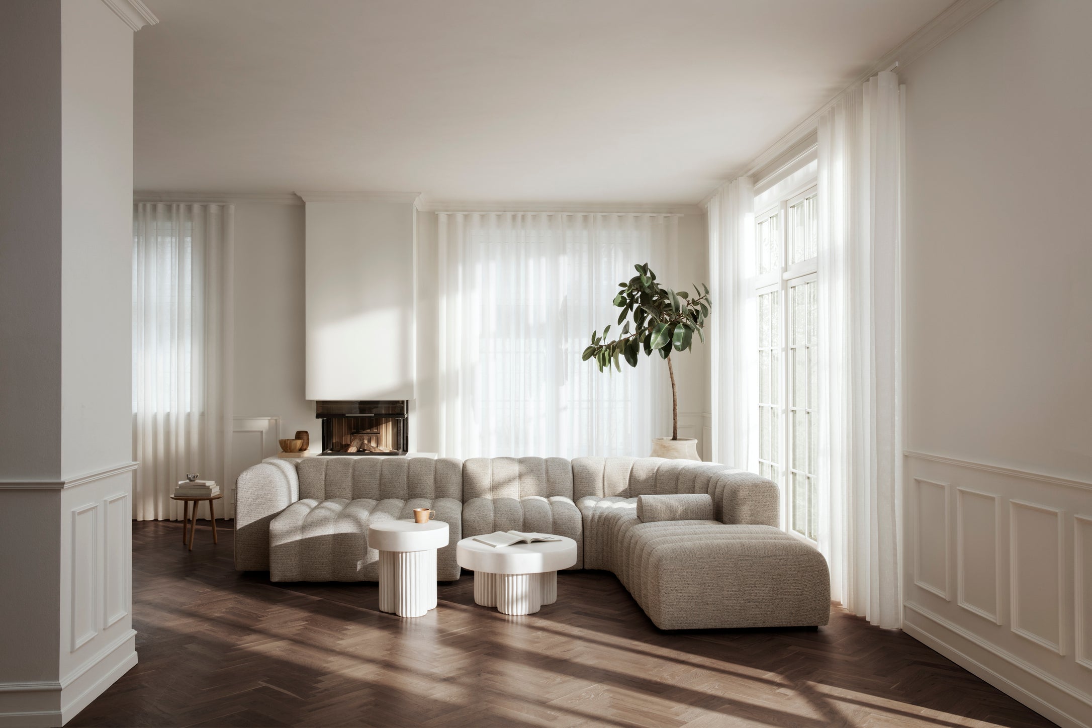 Ronde bijzettafel GEAR beige beton