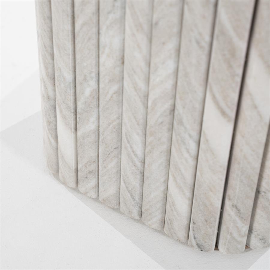 Beistelltisch DORIQUE aus Mangoholz und grauem Marmor