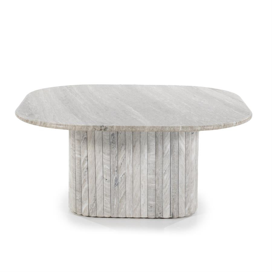 Couchtisch DORIQUE aus Mangoholz und grauem Marmor