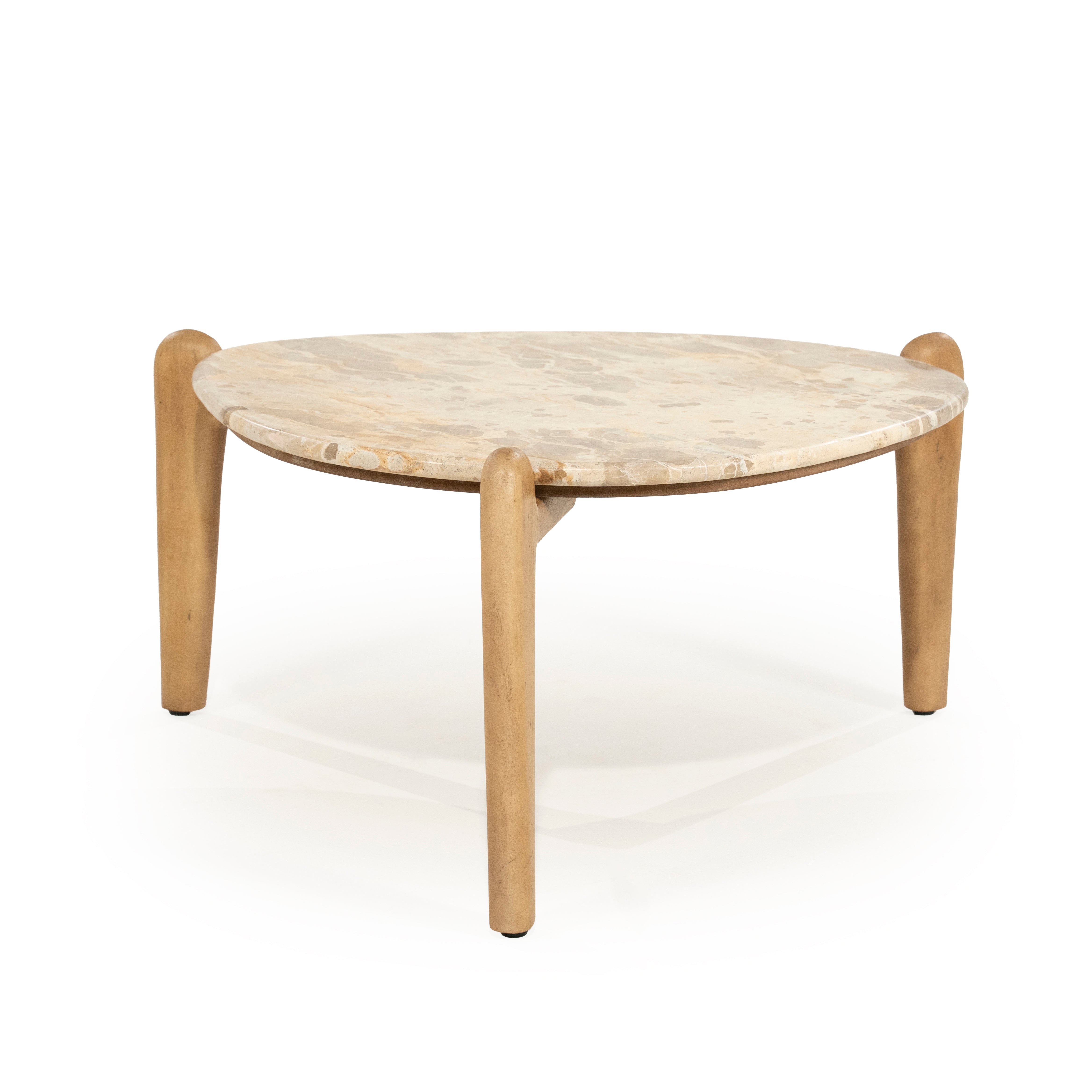 MARNISH coffee table marble with mango wood base