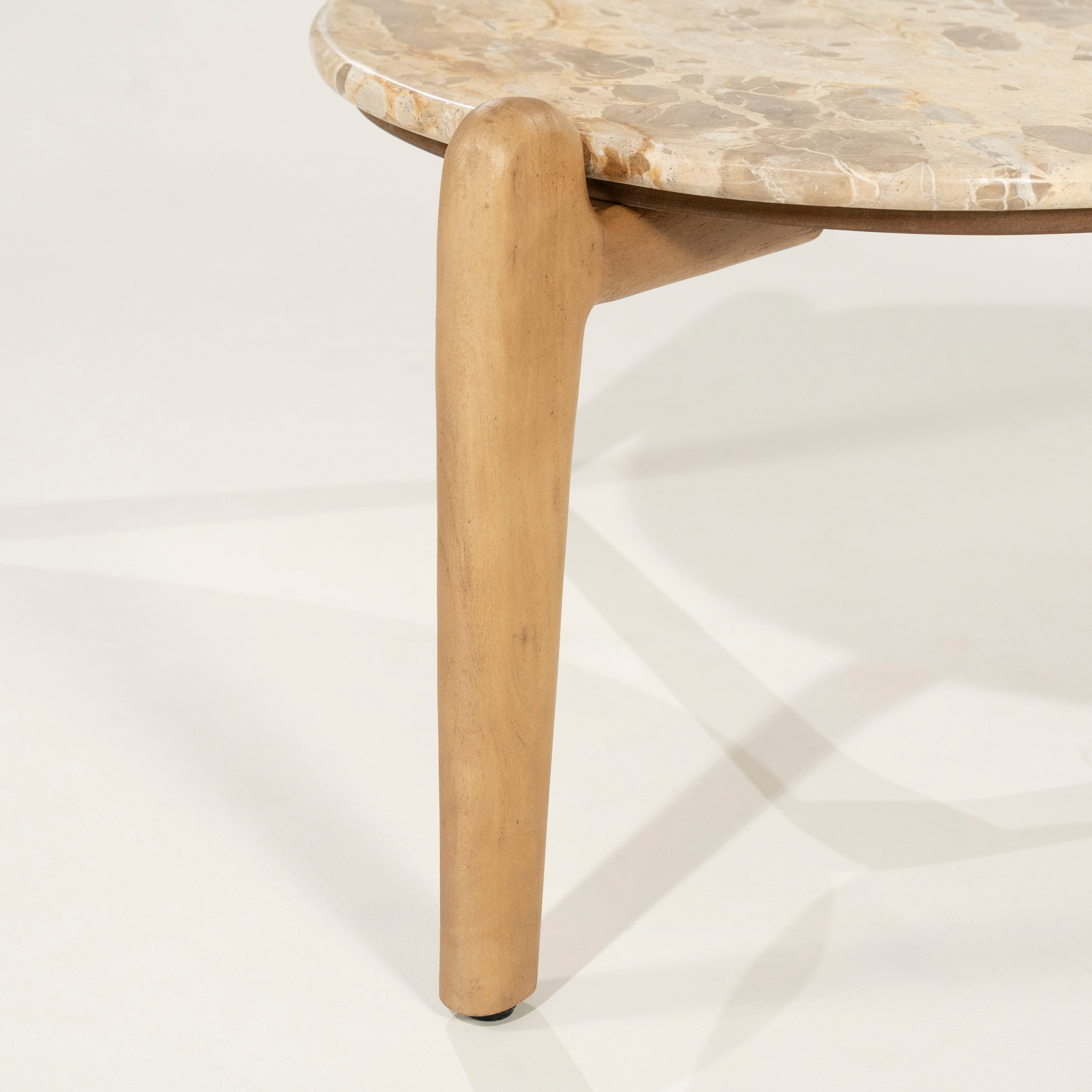 MARNISH coffee table marble with mango wood base