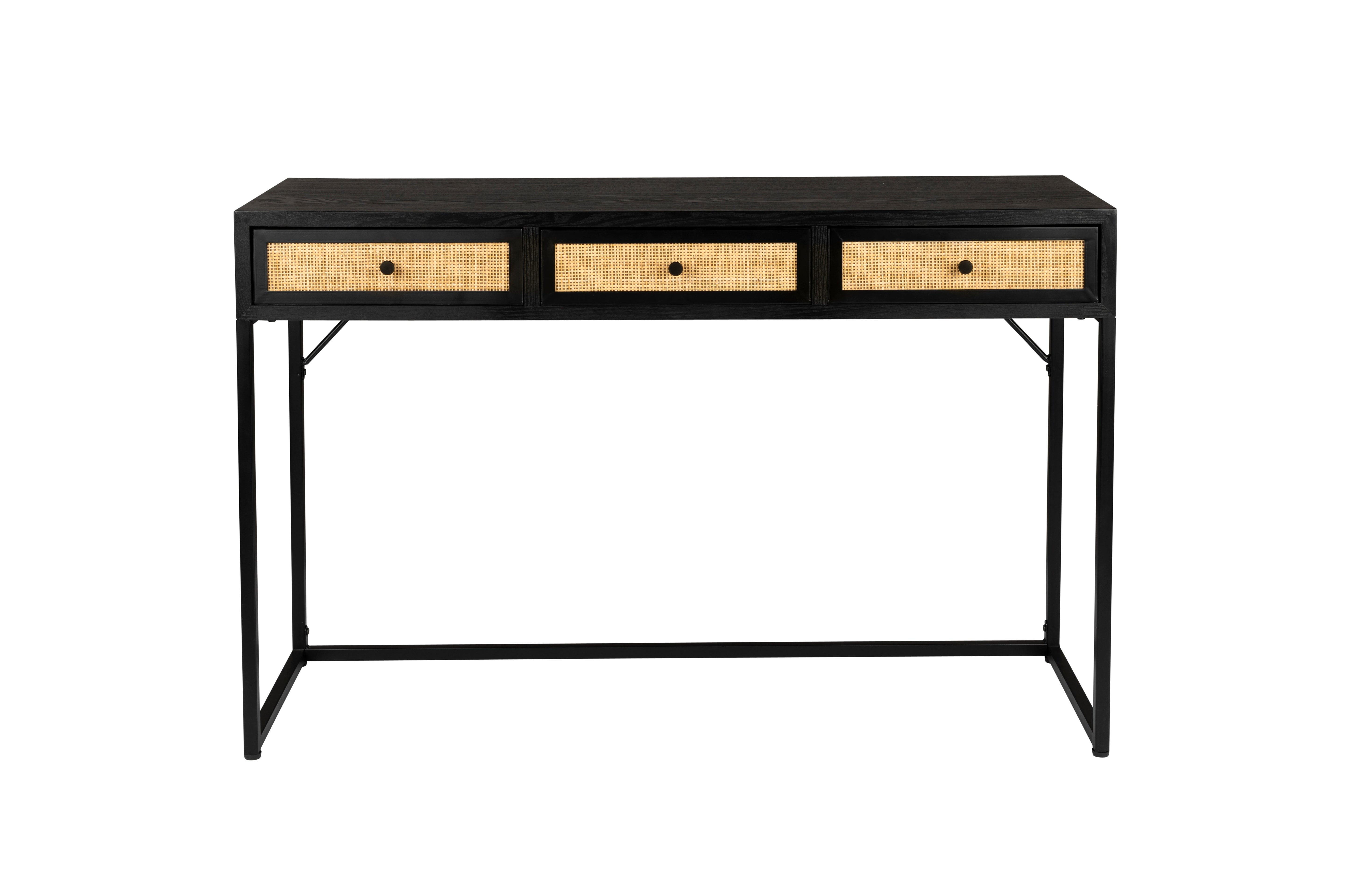 Guuji Black Console mit Rattan