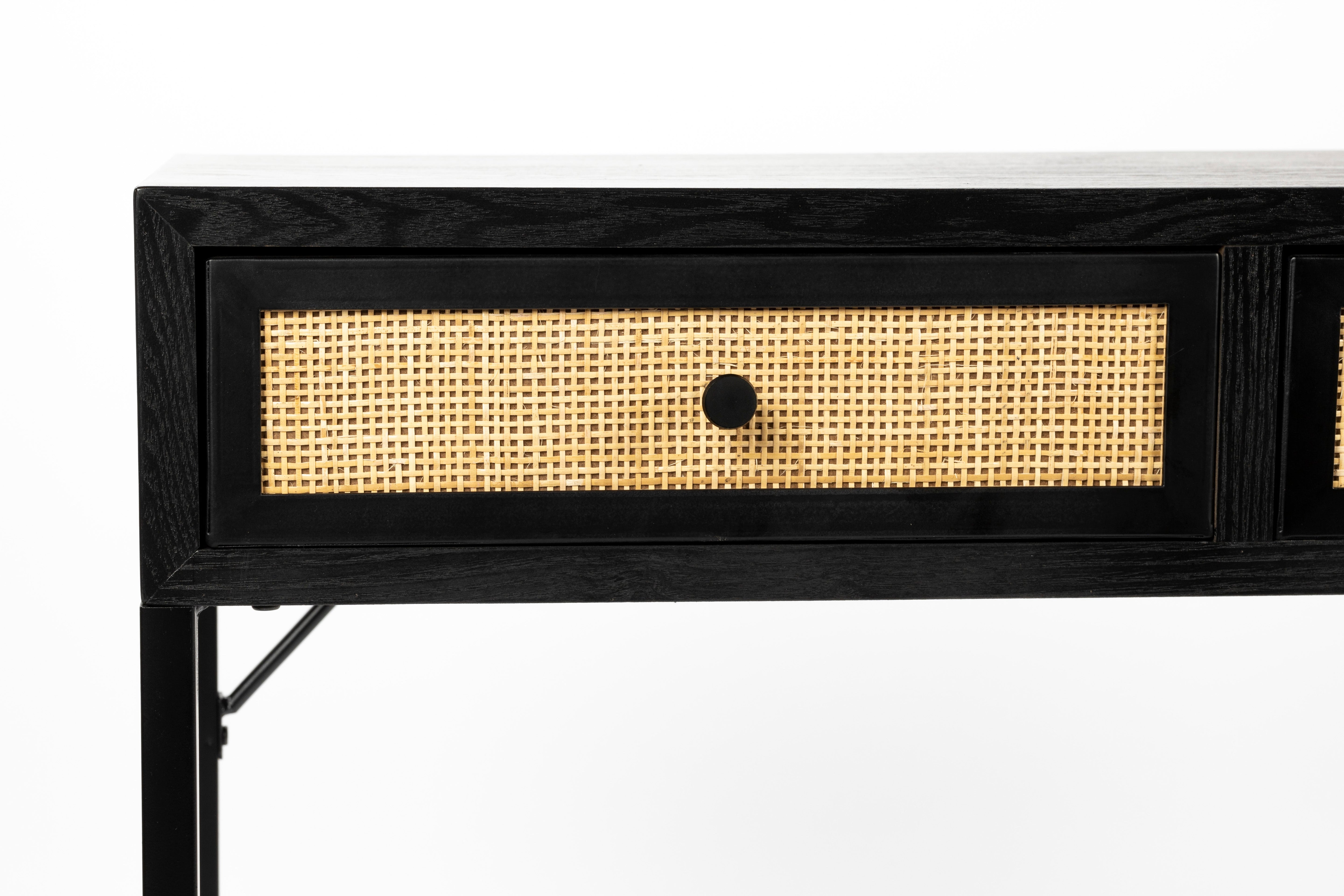 Guuji Black Console mit Rattan