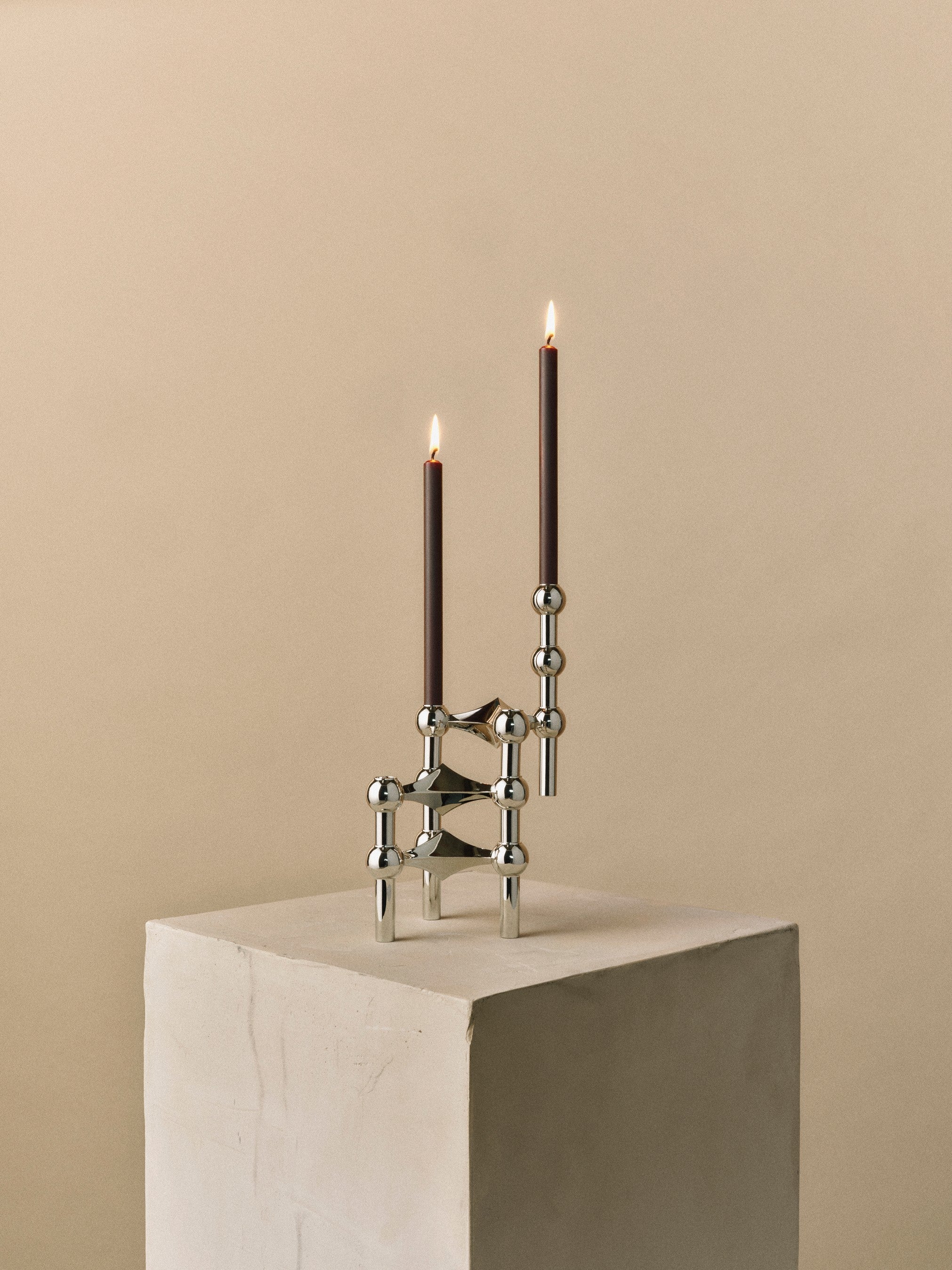 Set van 12 kaarsen STOFF NAGEL bruin