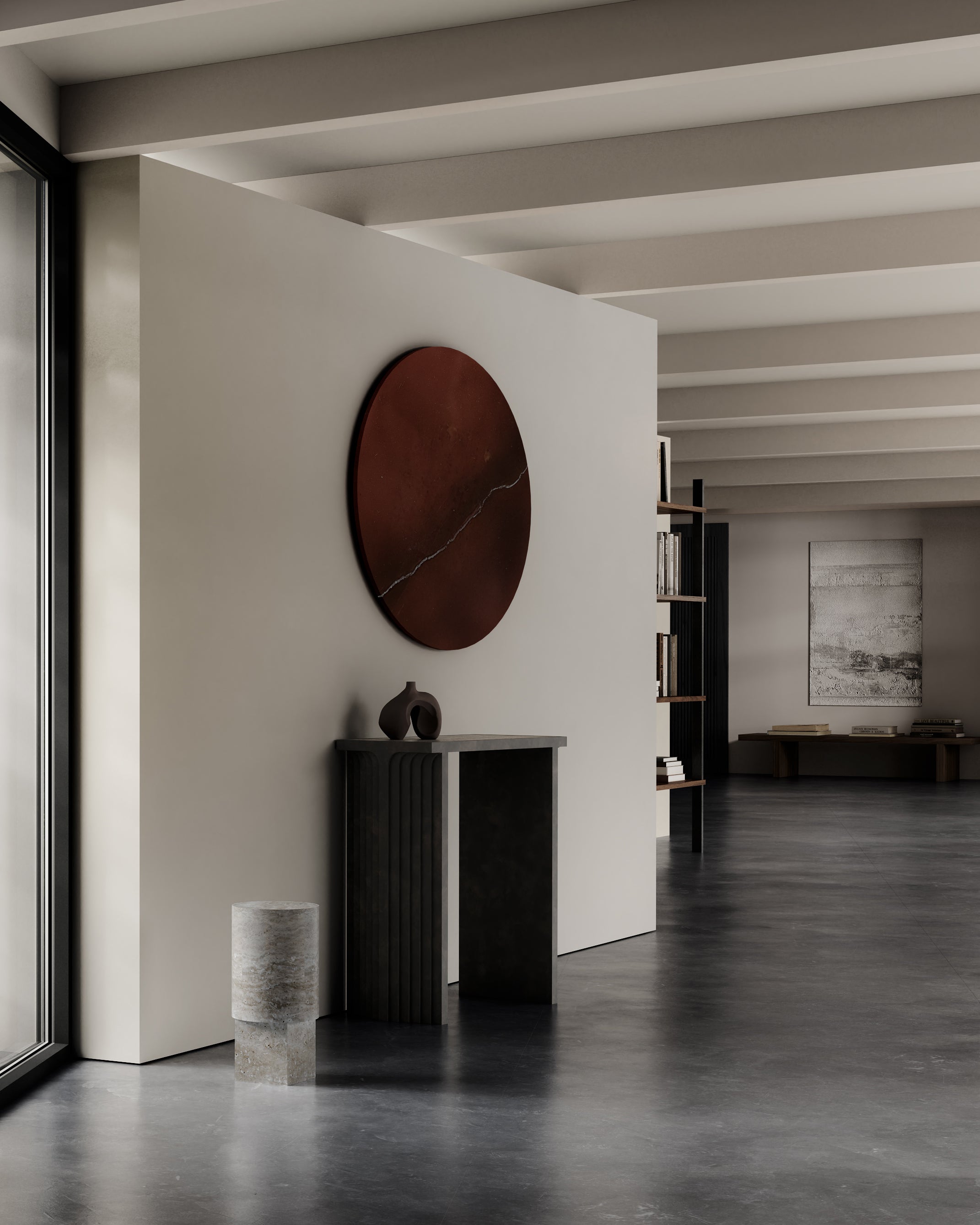 ARC Console Silver-Gray Travertine
