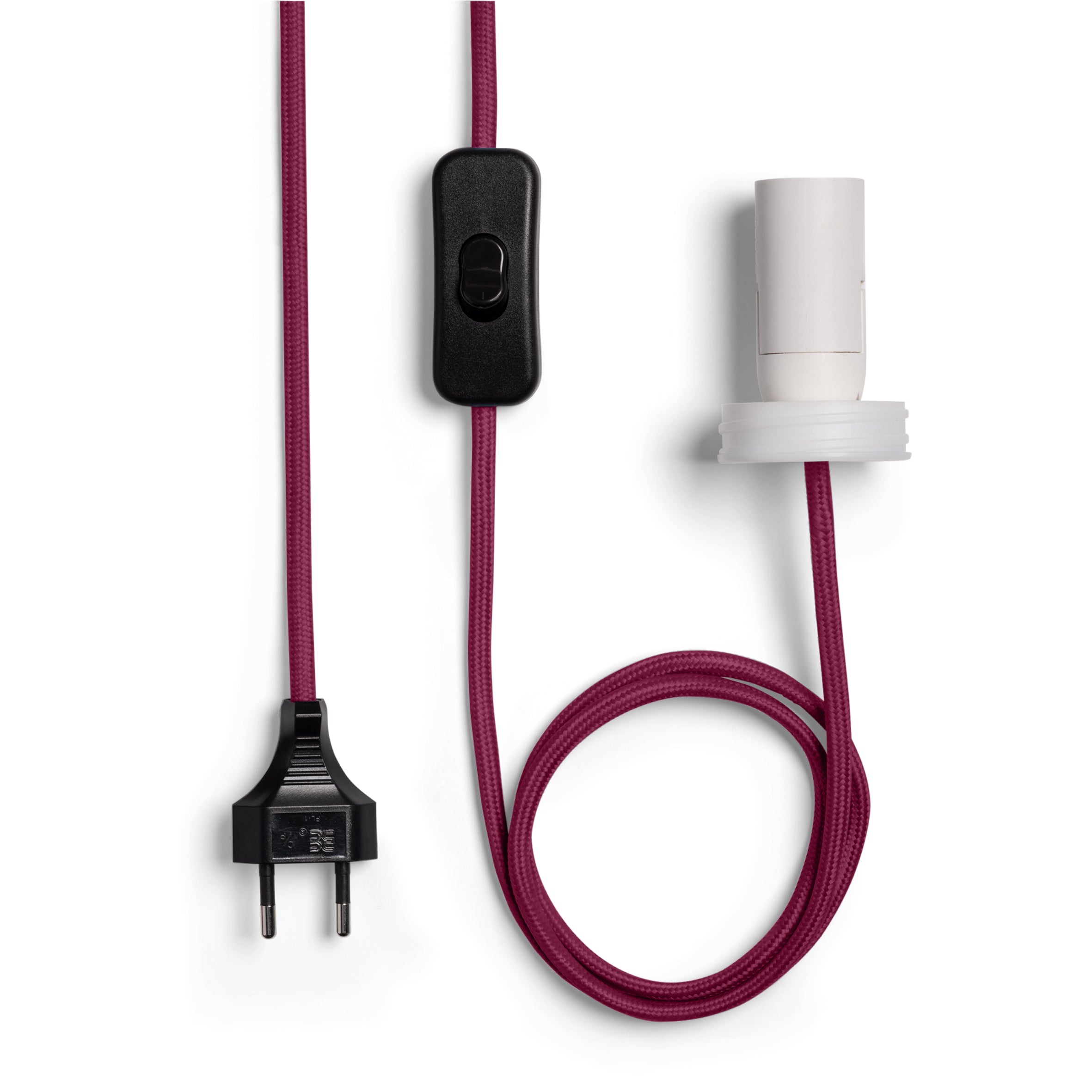 Burgundy table lamp HAT with white